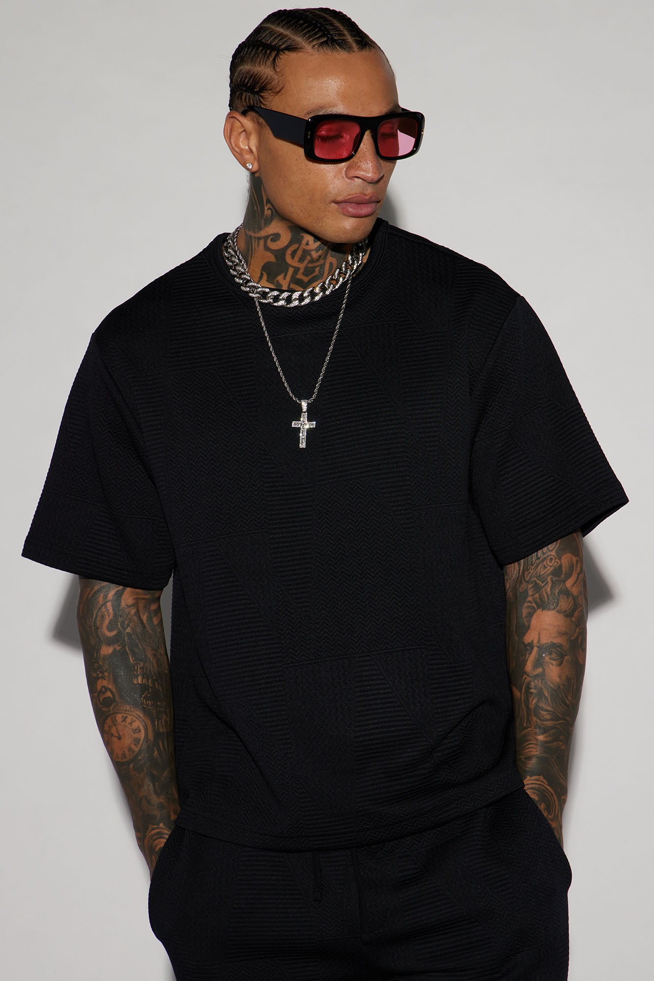 Textured Triangles Relaxed Crew Neck Tee