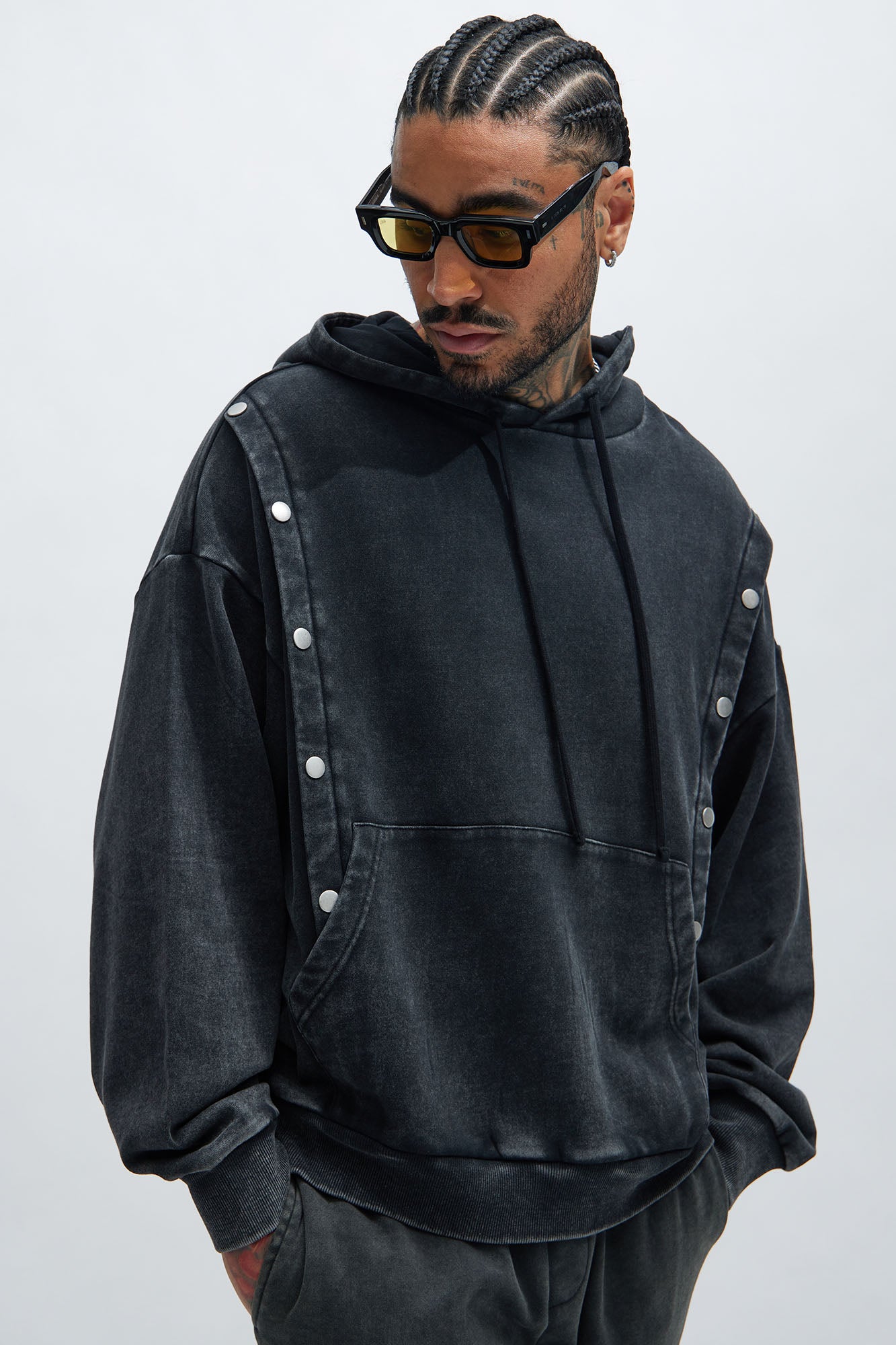 Tyson Snap Panel Oversized Hoodie