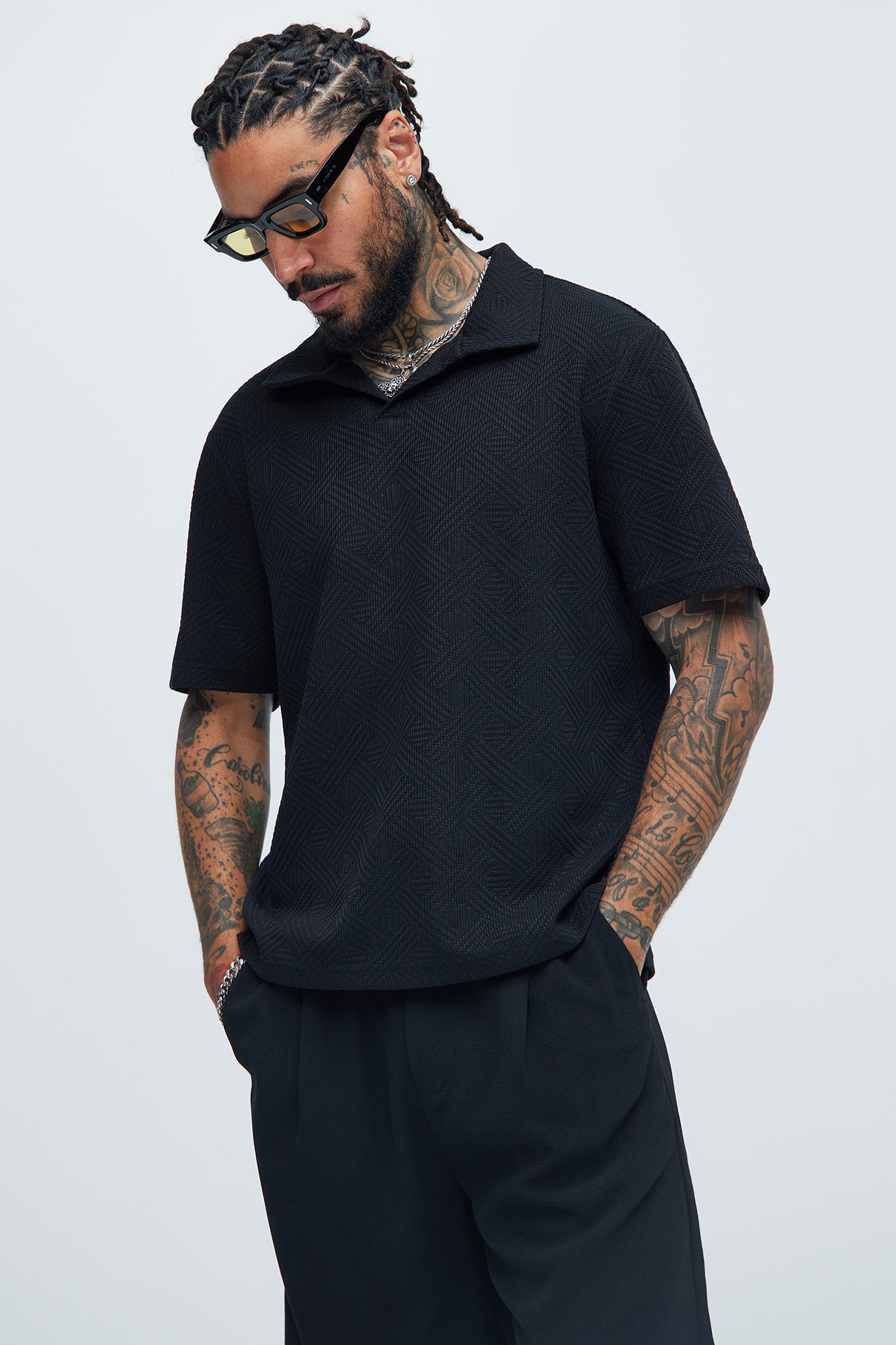 Burley Geo Textured Johnny Collar Shirt