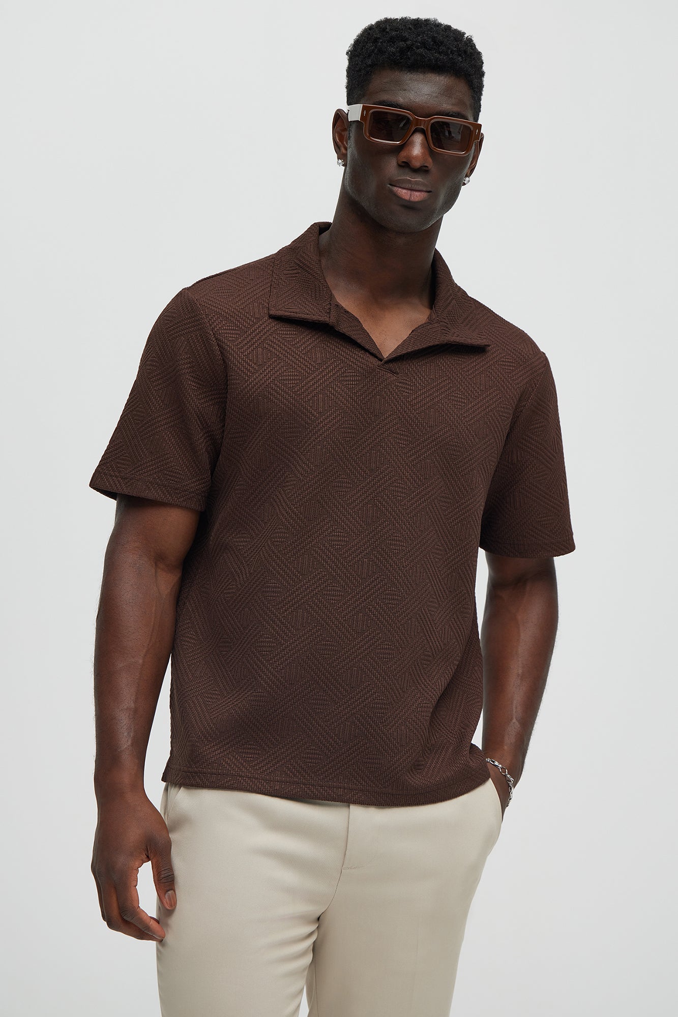 Burley Geo Textured Johnny Collar Shirt