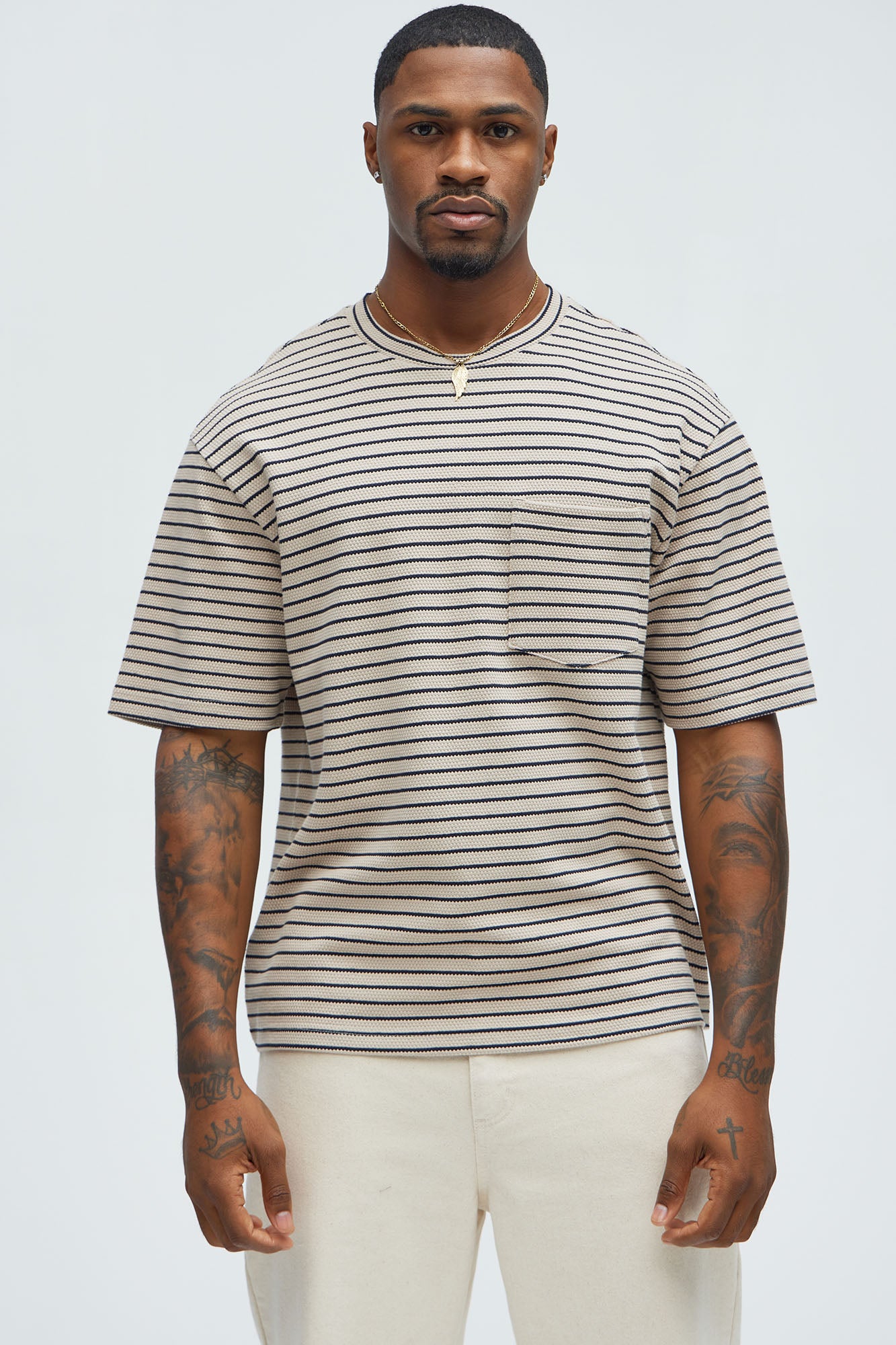 Honeycomb Striped Relaxed Short Sleeve
