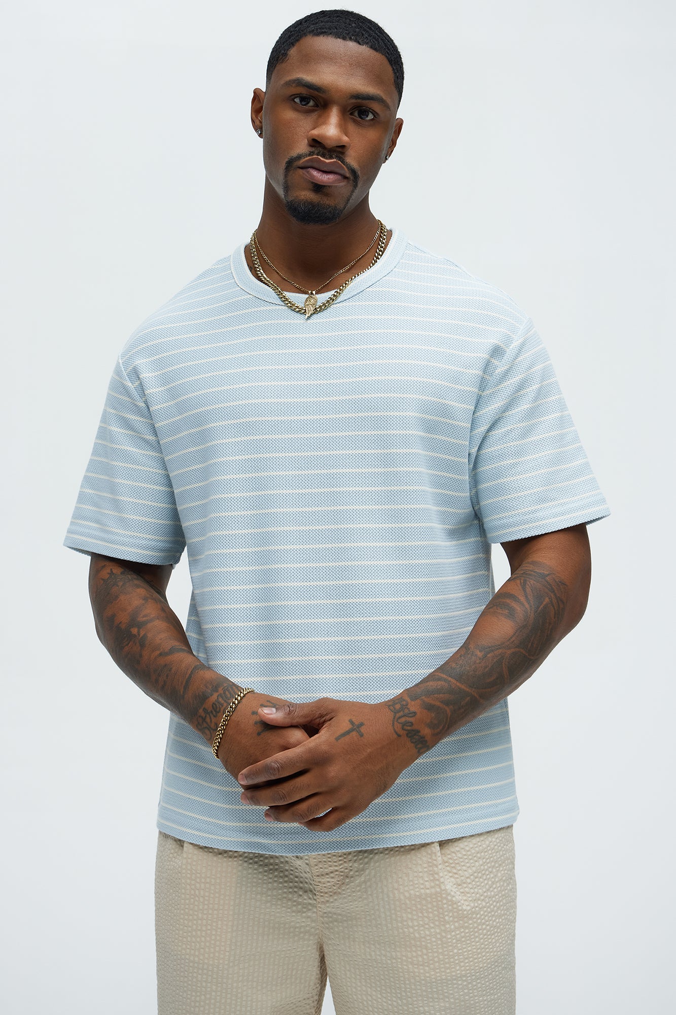 Denton Texture Striped Knit Relaxed Tee
