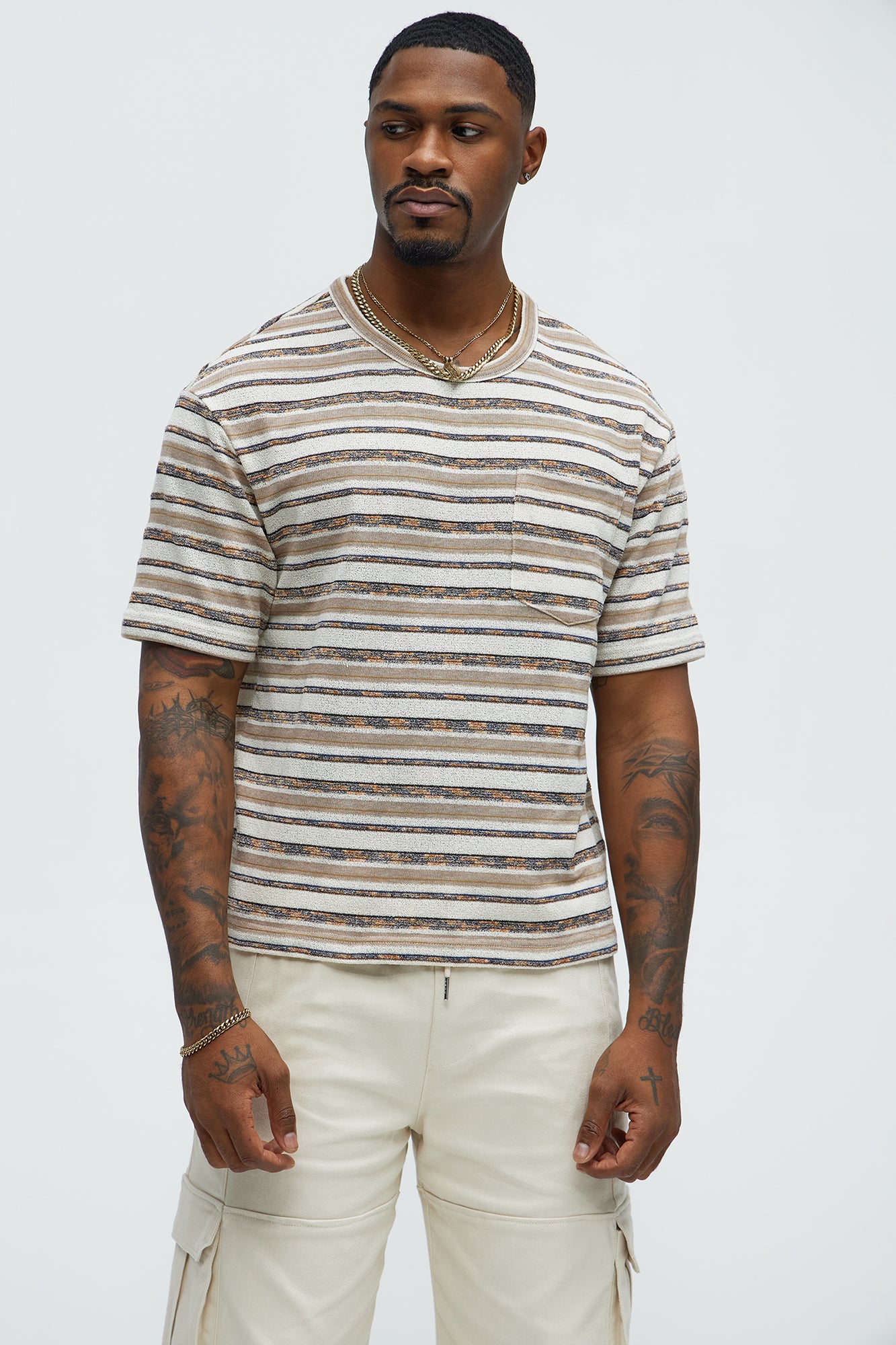 Calvin Texture Striped Knit Relaxed Tee