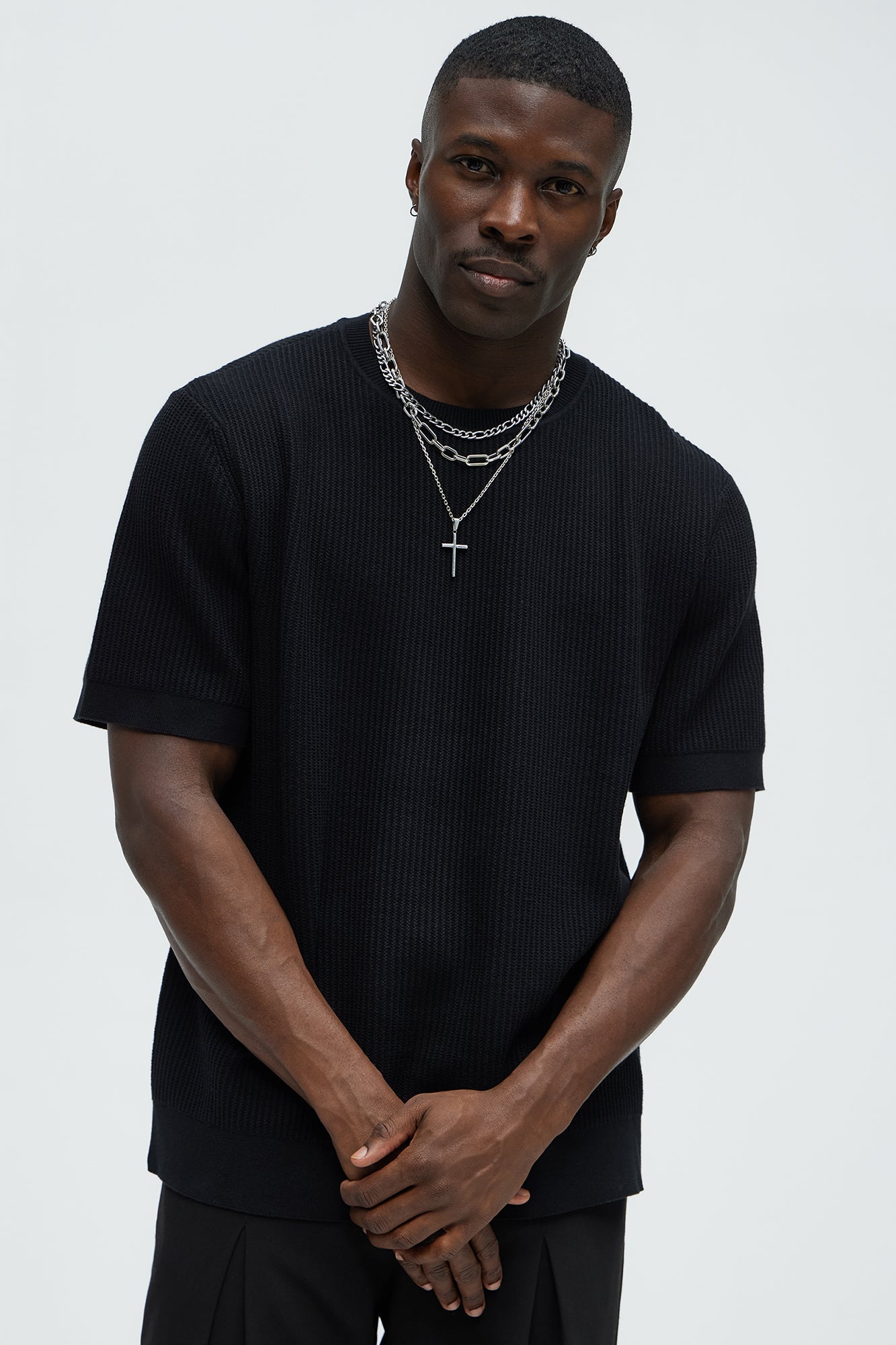 Rib Textured Knit Relaxed Tee