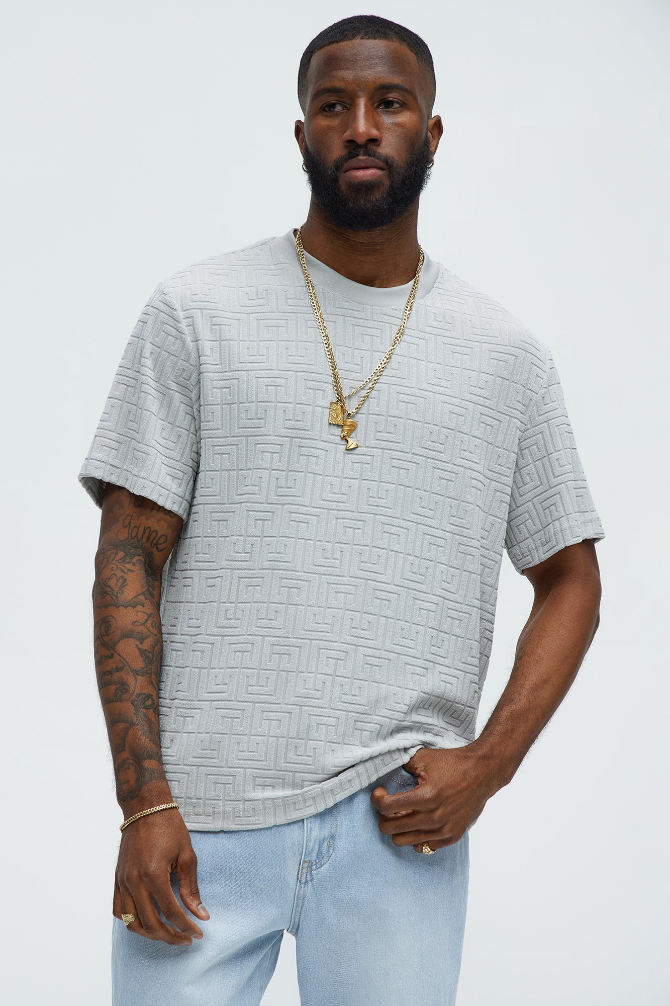 Geo Chenille Knit Crewneck Tee