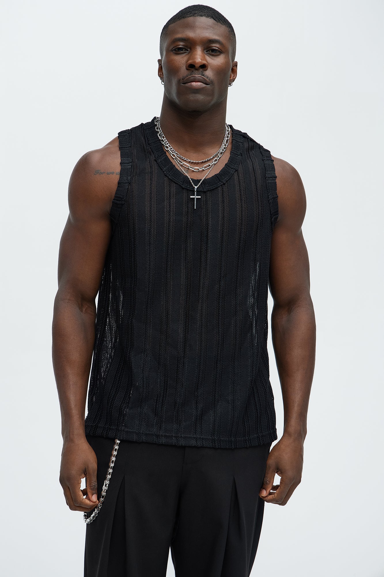 Striped Open Knit Tank