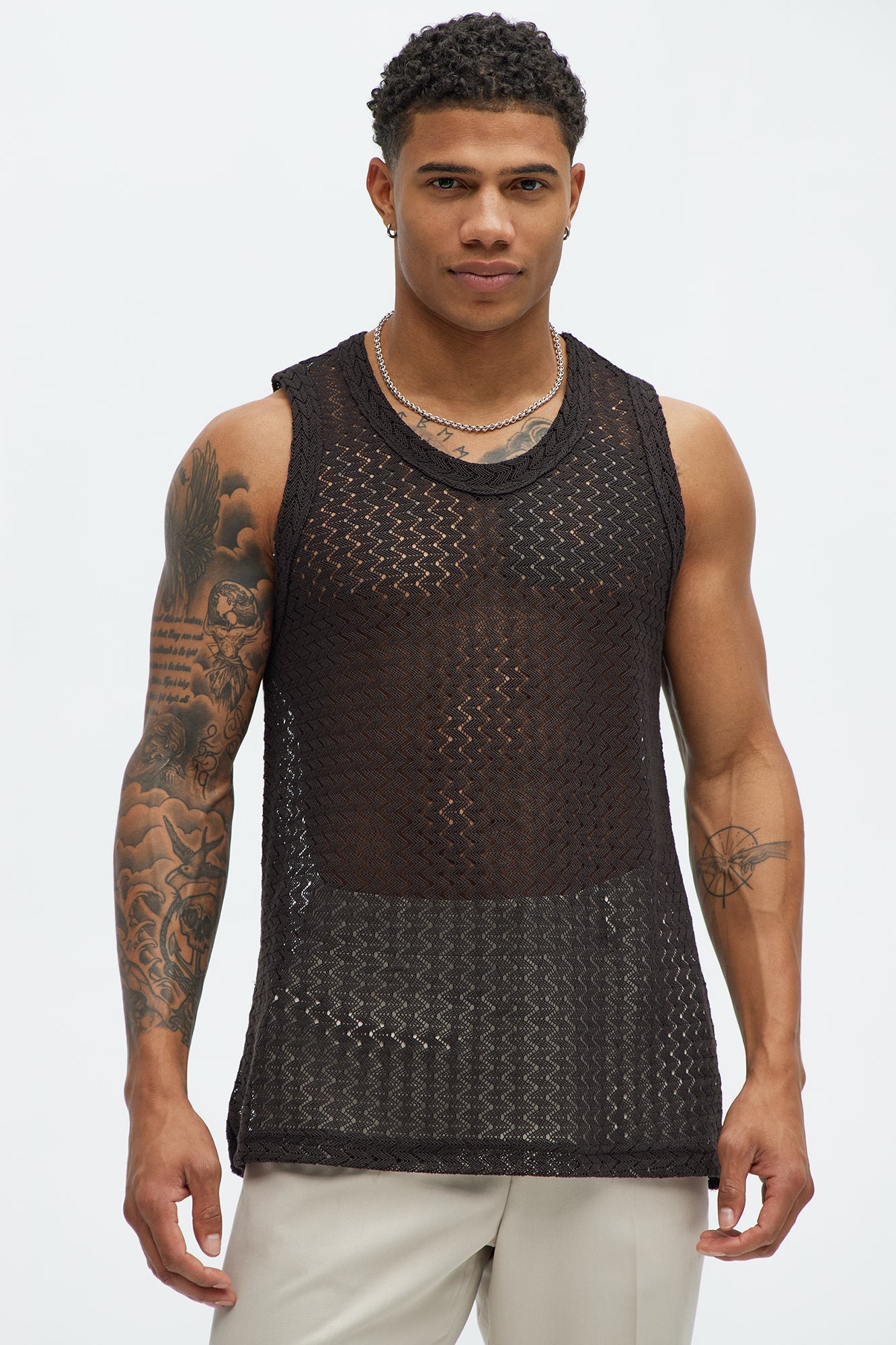 Hallron Wavy Open Knit Tank