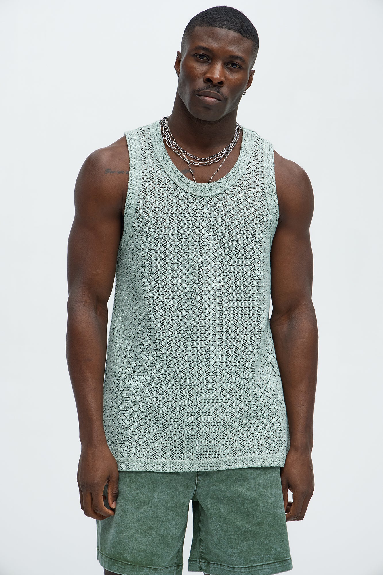 Hallron Wavy Open Knit Tank