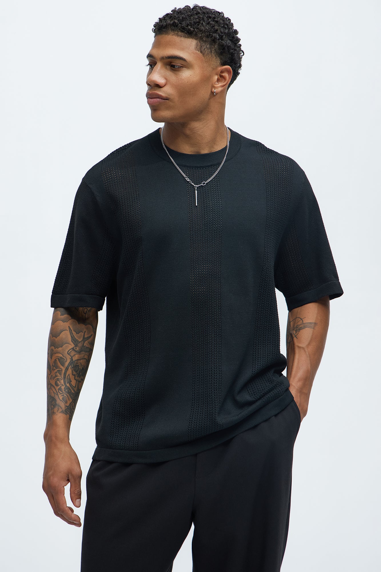 Theo Pointelle Knitted Short Sleeve Tee