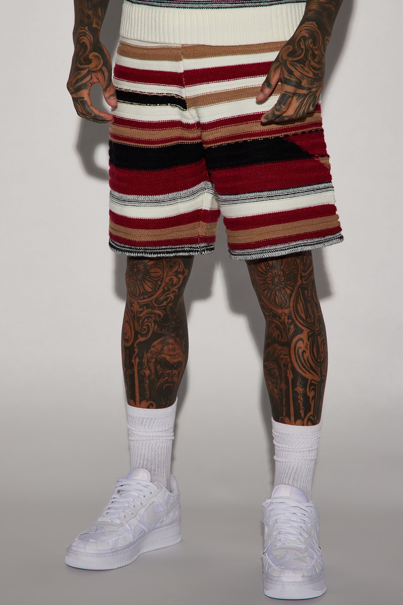 Striped Sweater Knit Shorts