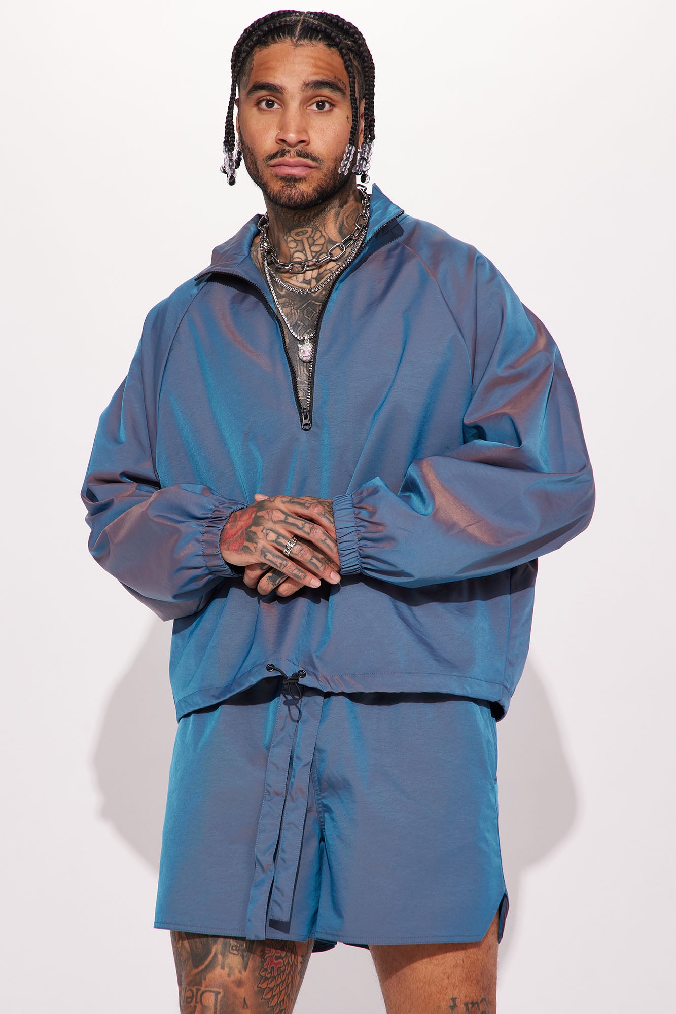 Stormy Iridescent Nylon Anorak