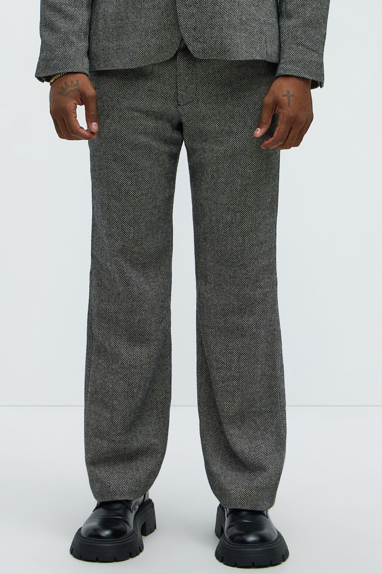 Hancock Tweed Textured Relaxed Straight Trousers