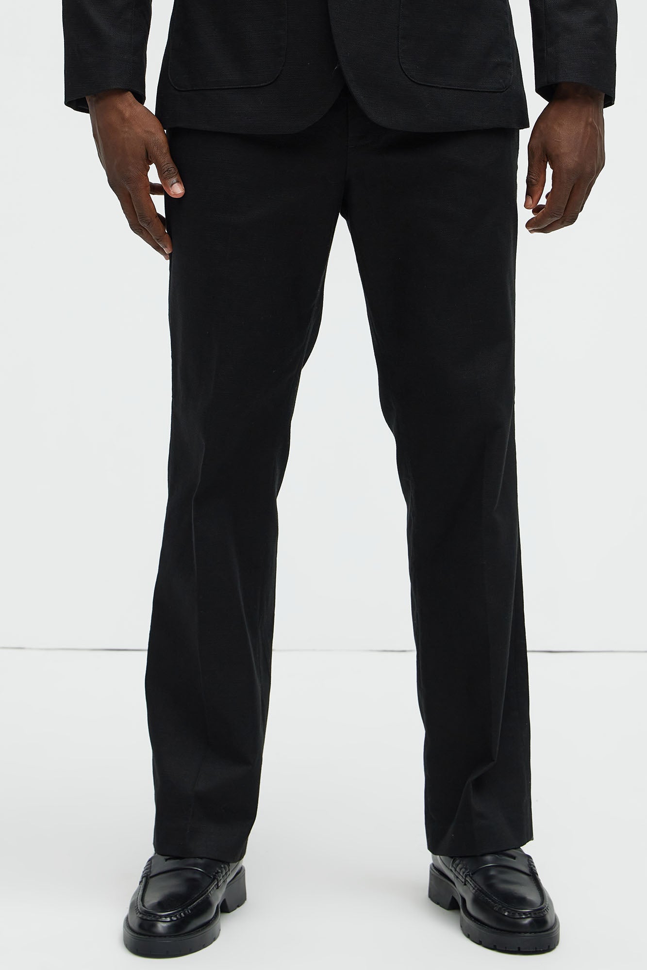 Travis Solid Texture Straight Trousers
