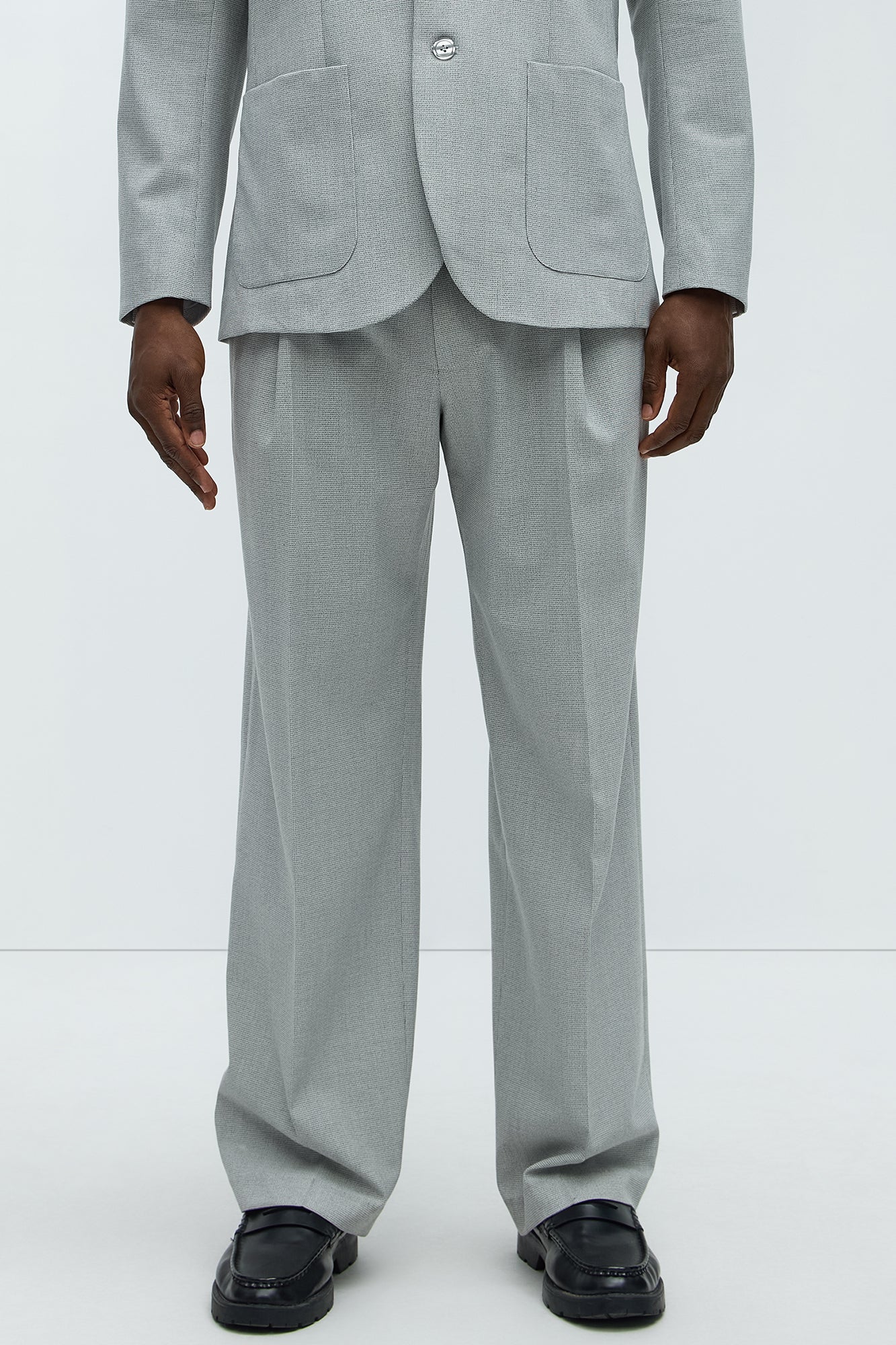 Wallace Houndstooth Texture Relaxed Tapered Trousers