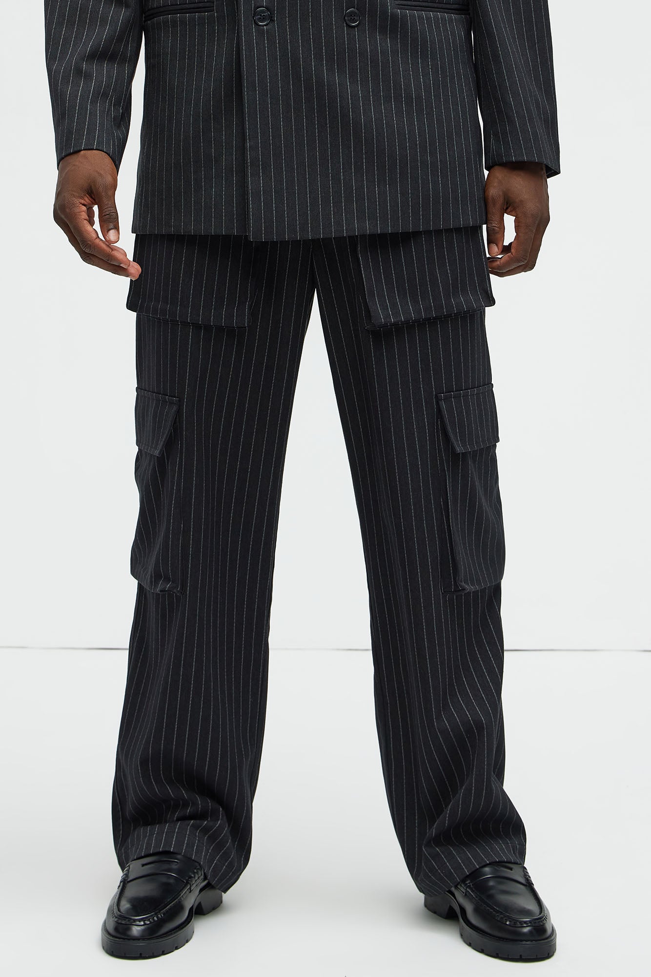 Liam Pinstripe Slim Cargo Trousers