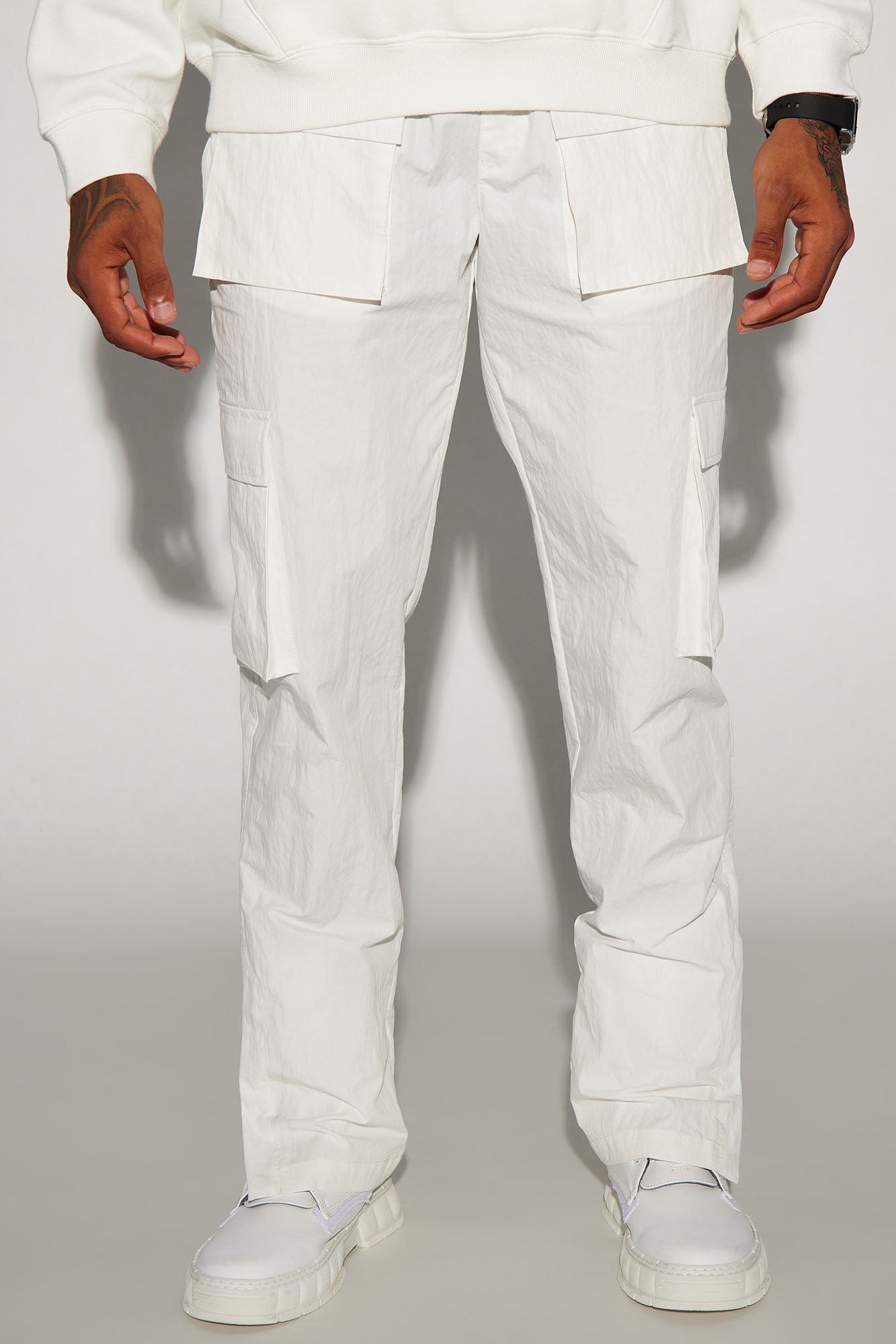 Slim Lagos Textured Nylon Snap Cargo Pants