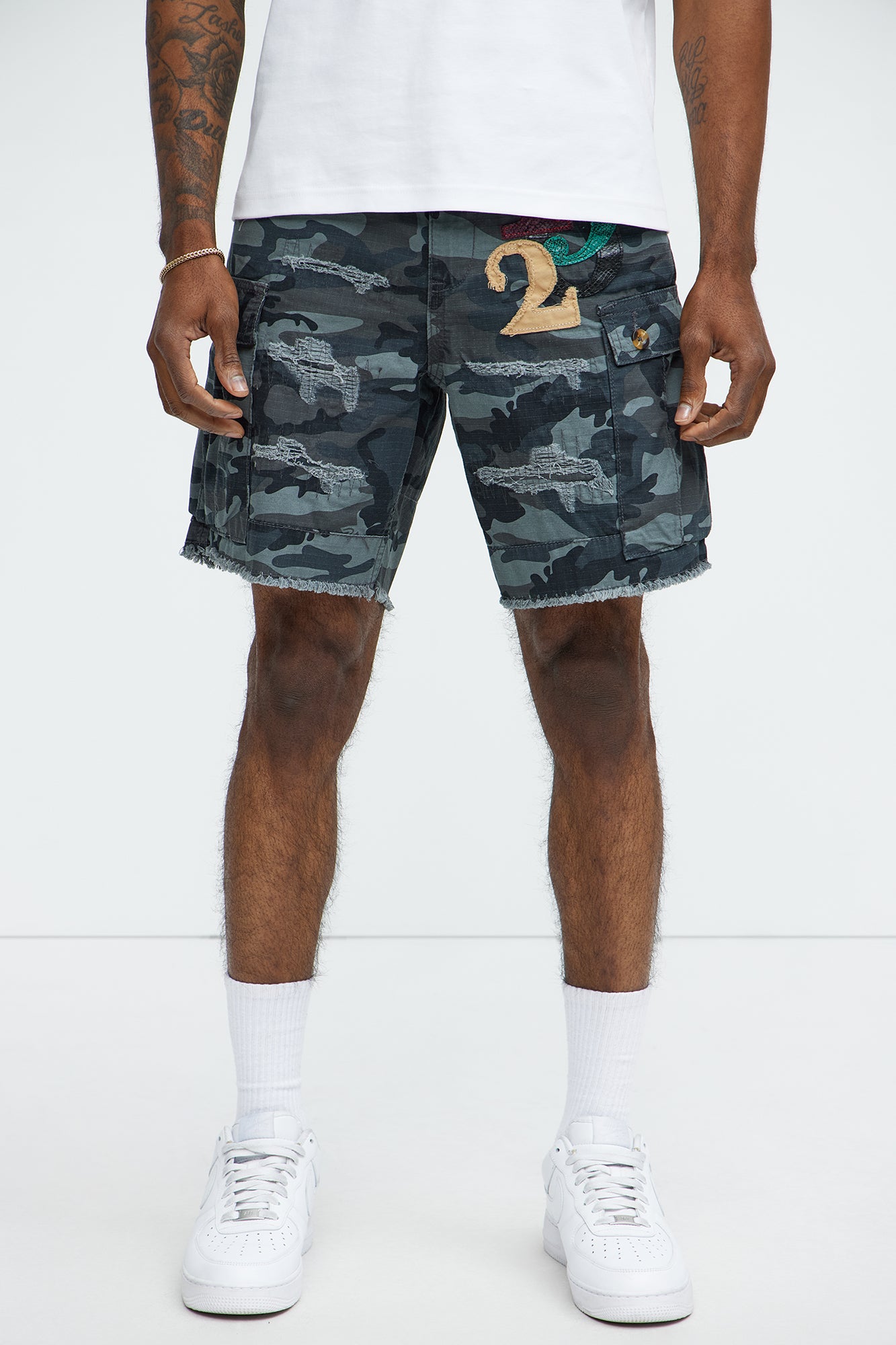 On Command Paint Splatter Camo Shorts