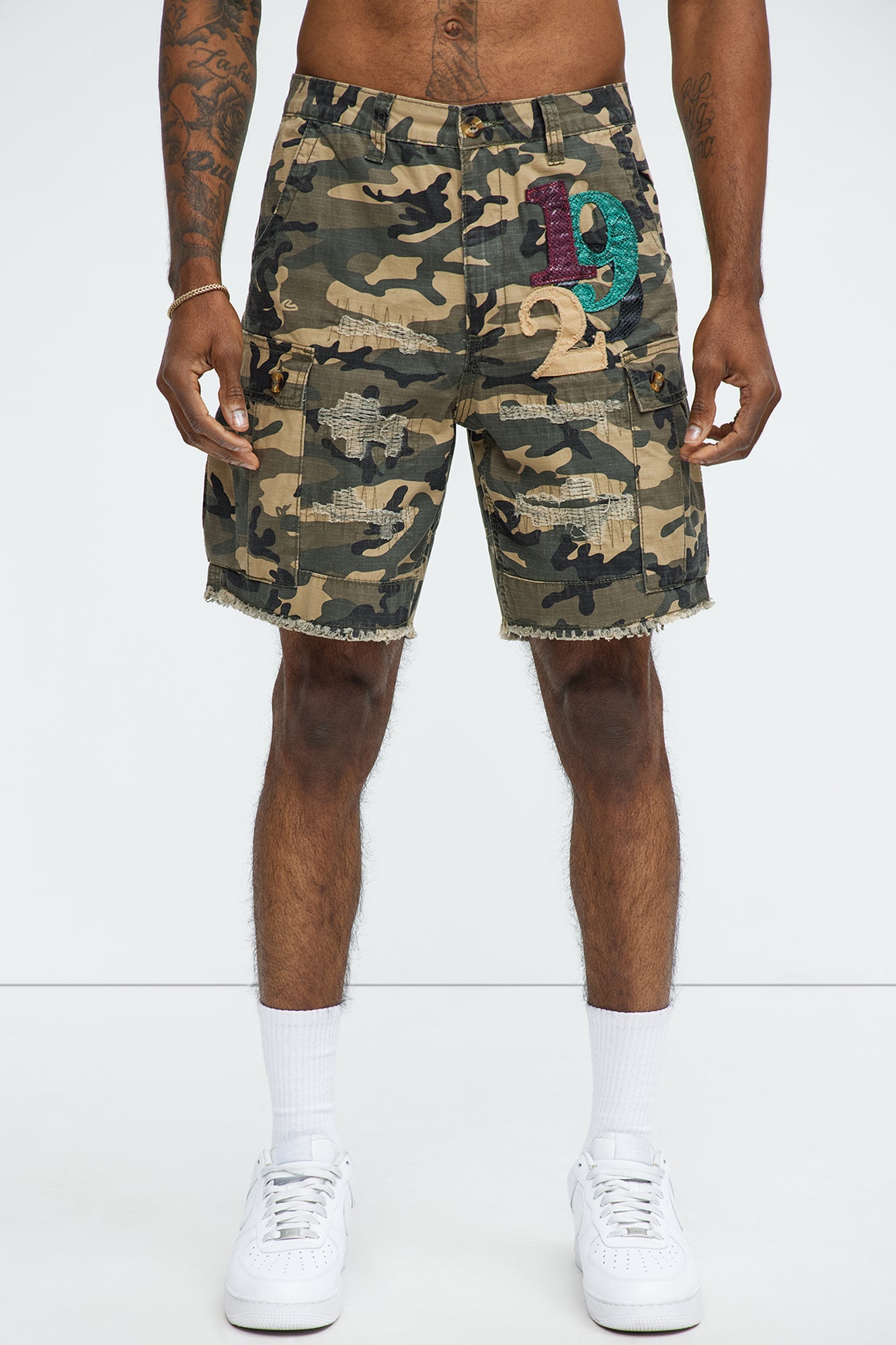 On Command Paint Splatter Camo Shorts