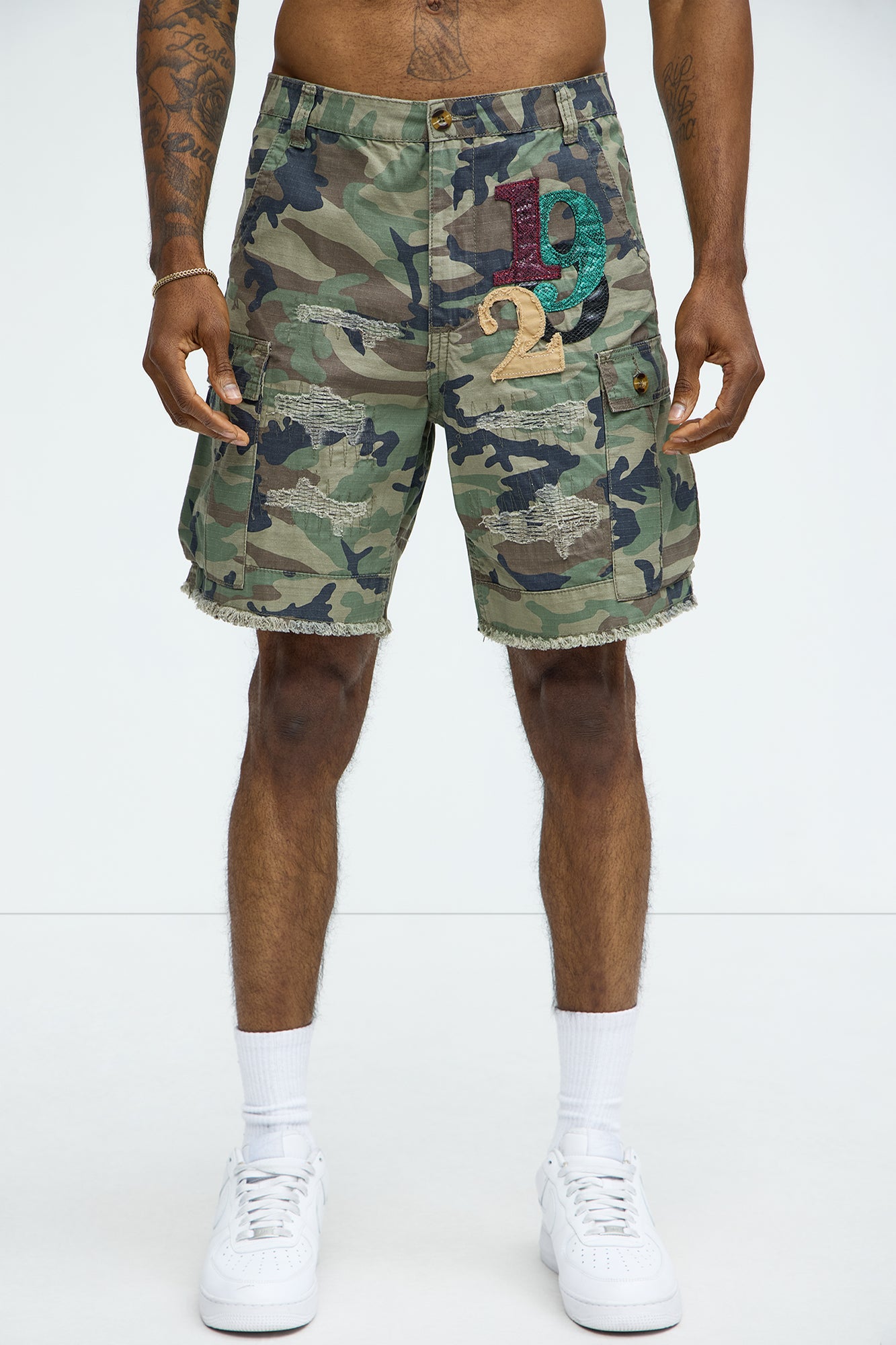On Command Paint Splatter Camo Shorts