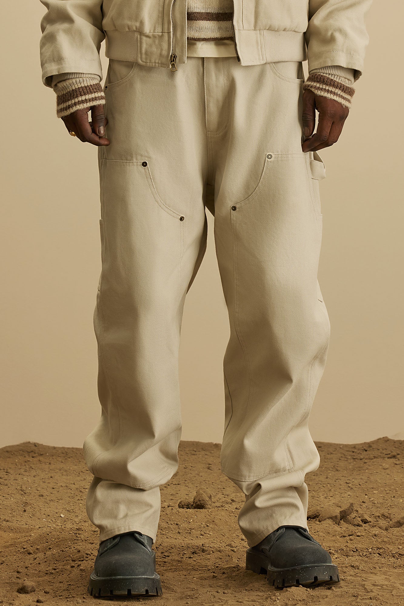 Alexander Double Knee Straight Utility Canvas Pants