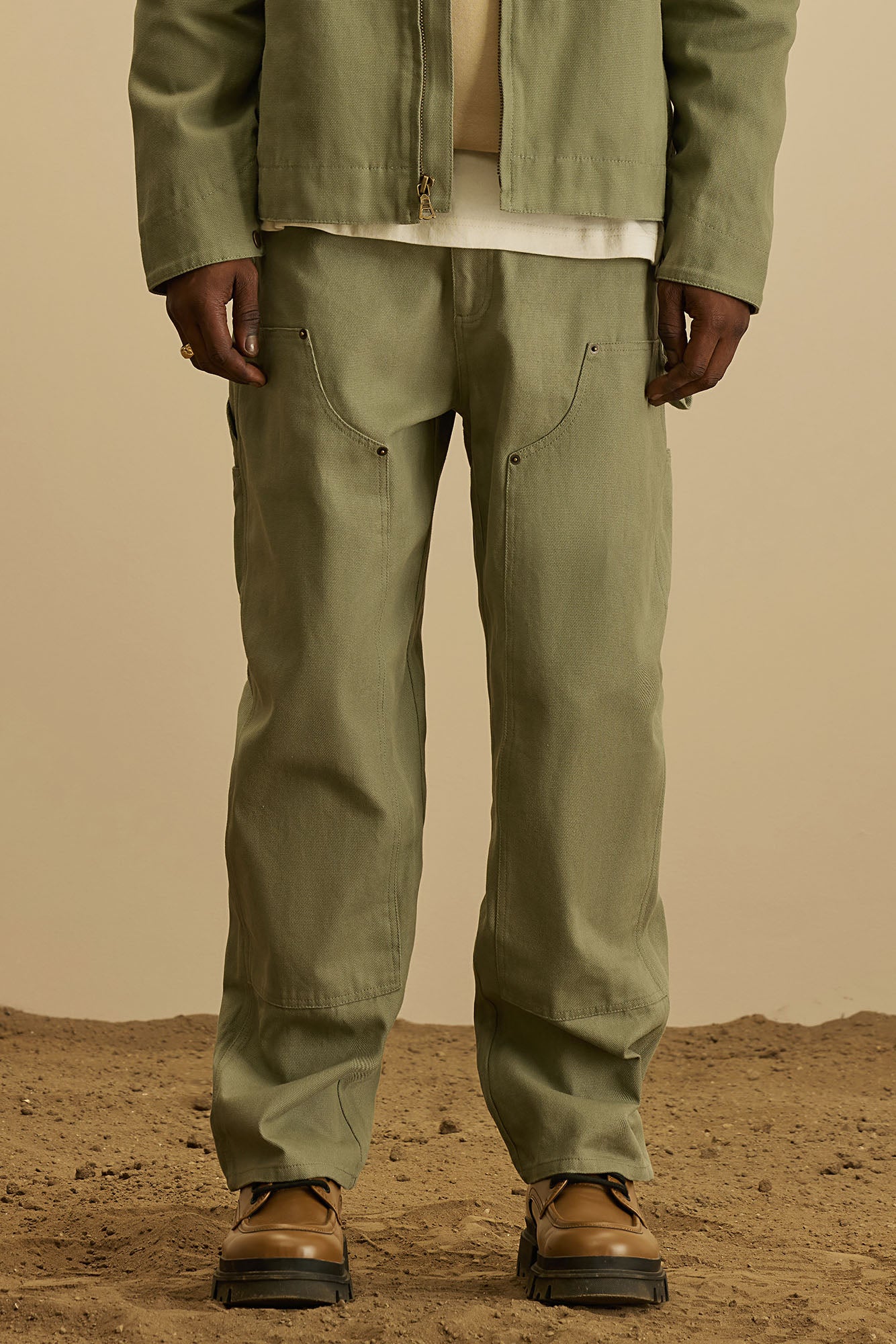 Alexander Double Knee Straight Utility Canvas Pants