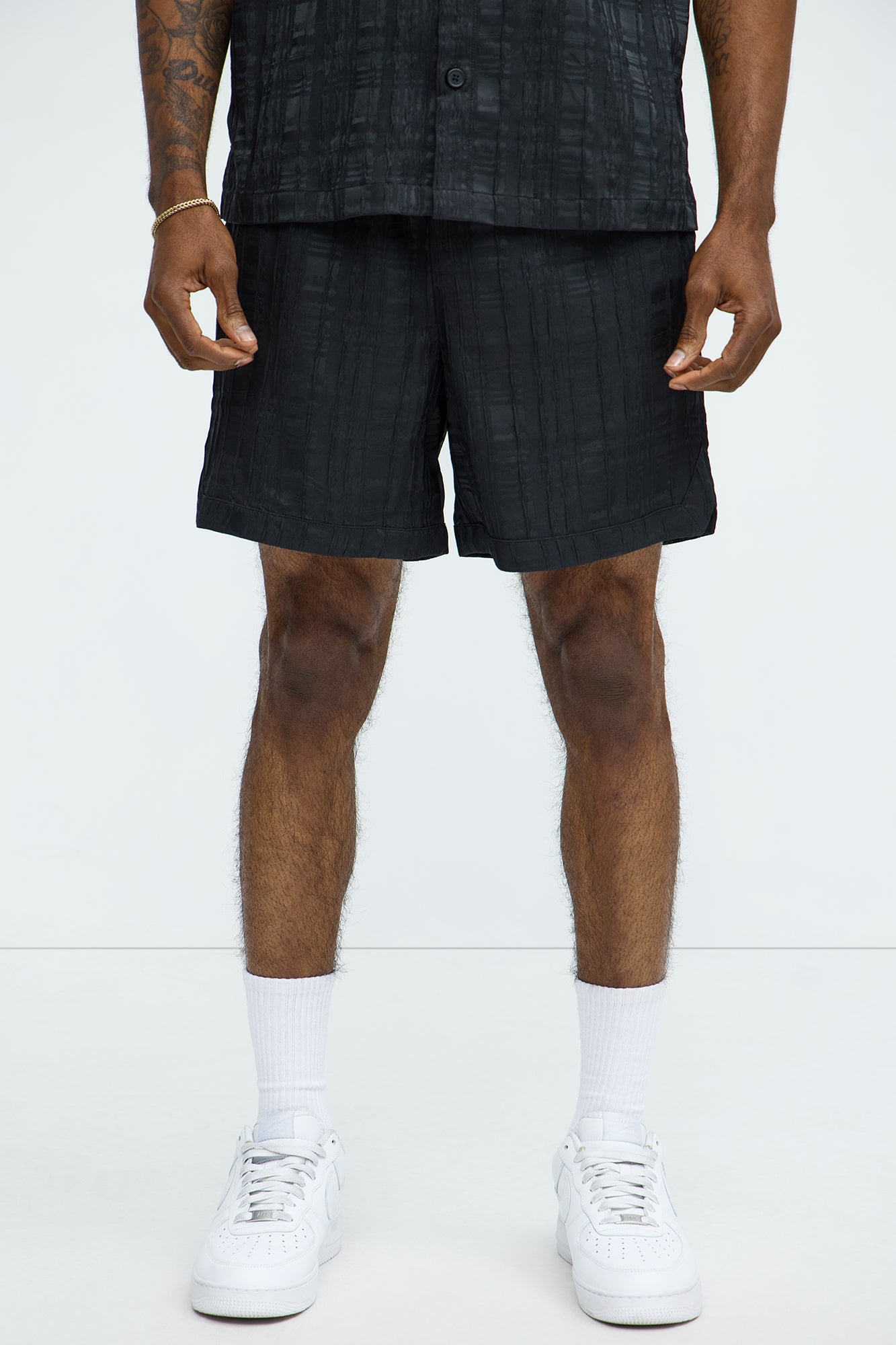 Plaid Crinkle Shorts