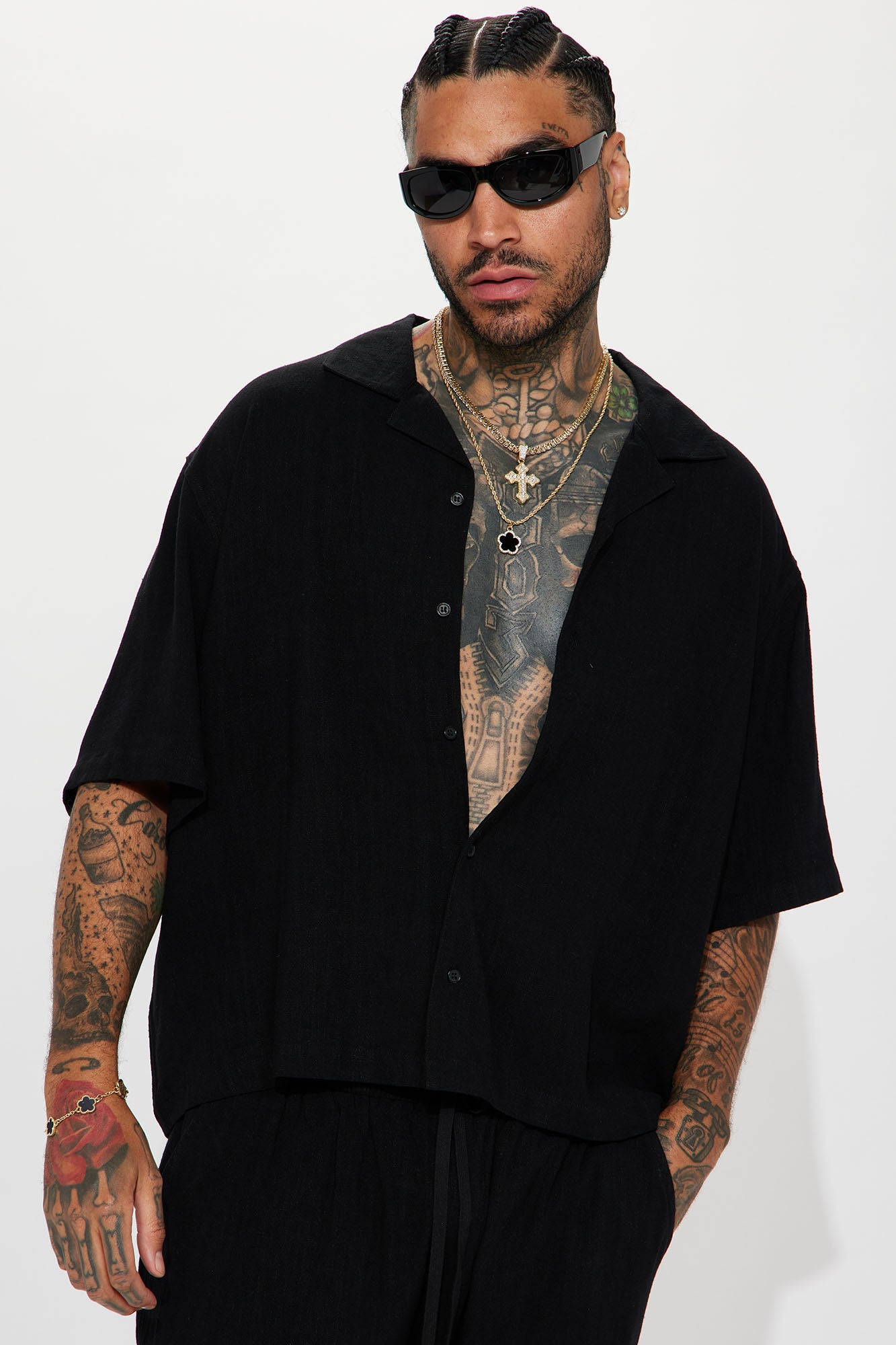 Solid Textured Linen Button Up Shirt