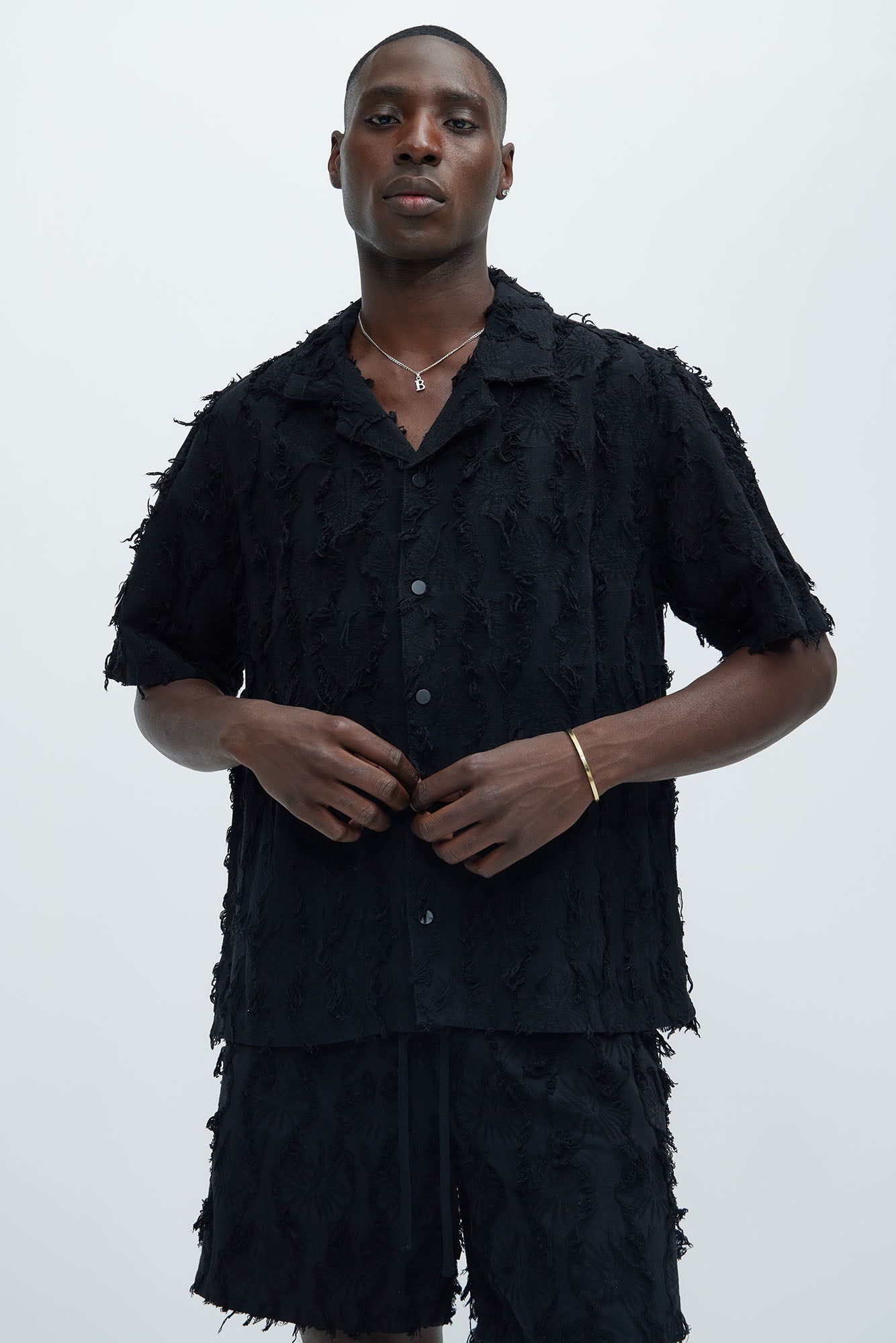 Frayed Jacquard Linen Shirt