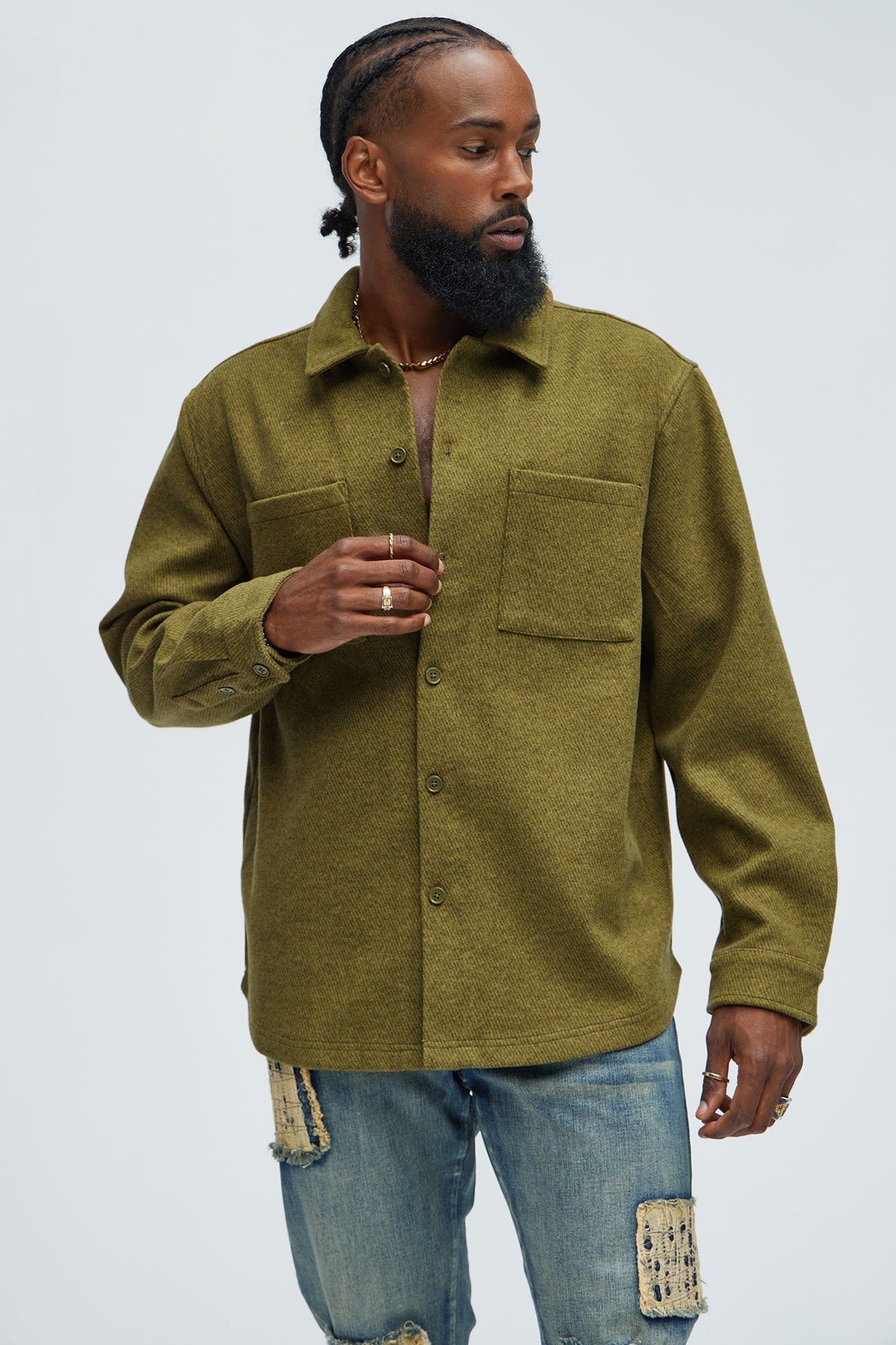 Talbot Wool Like Button Up Shirt