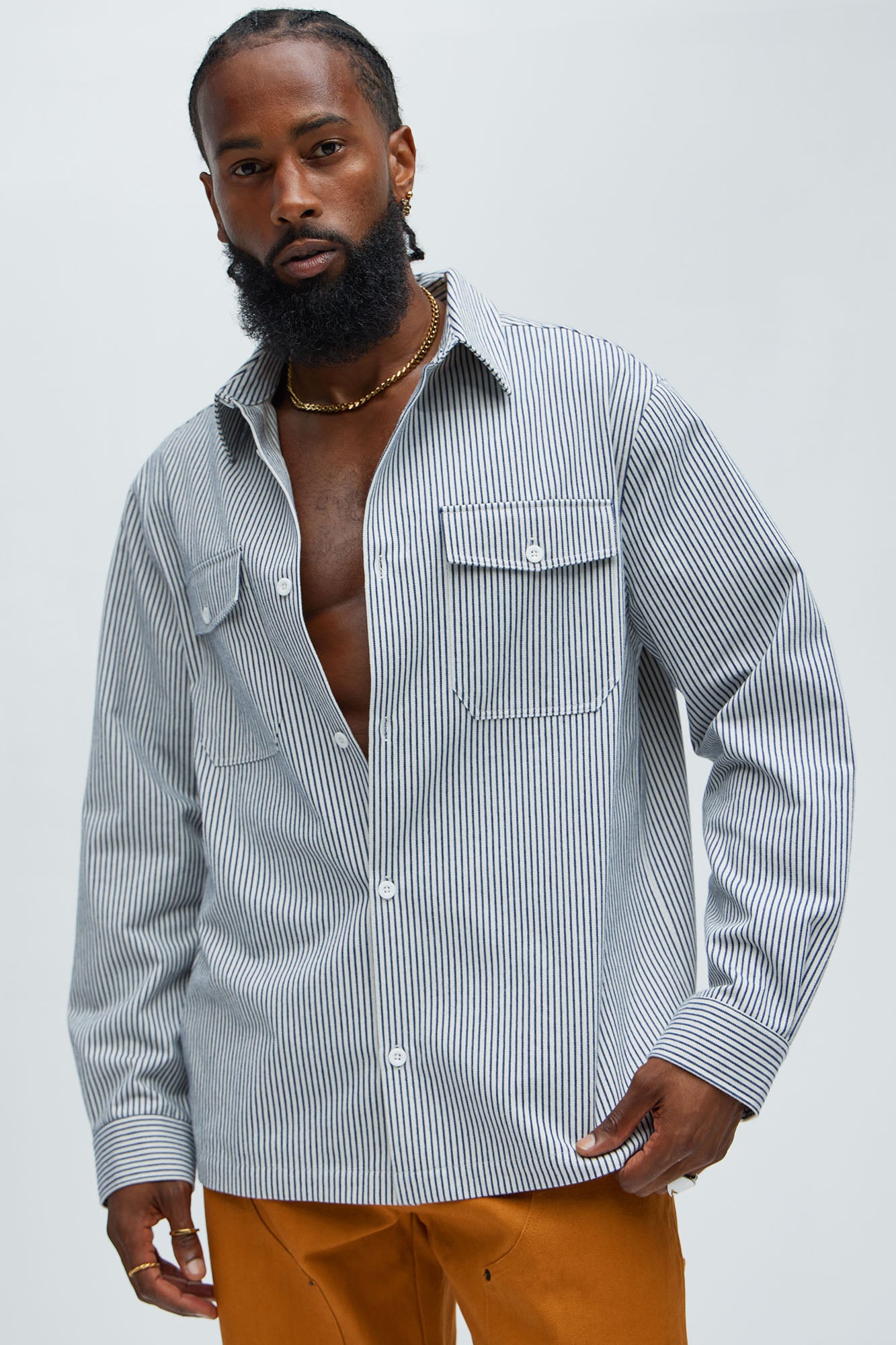 I Knew You Stripe Button Up Shirt