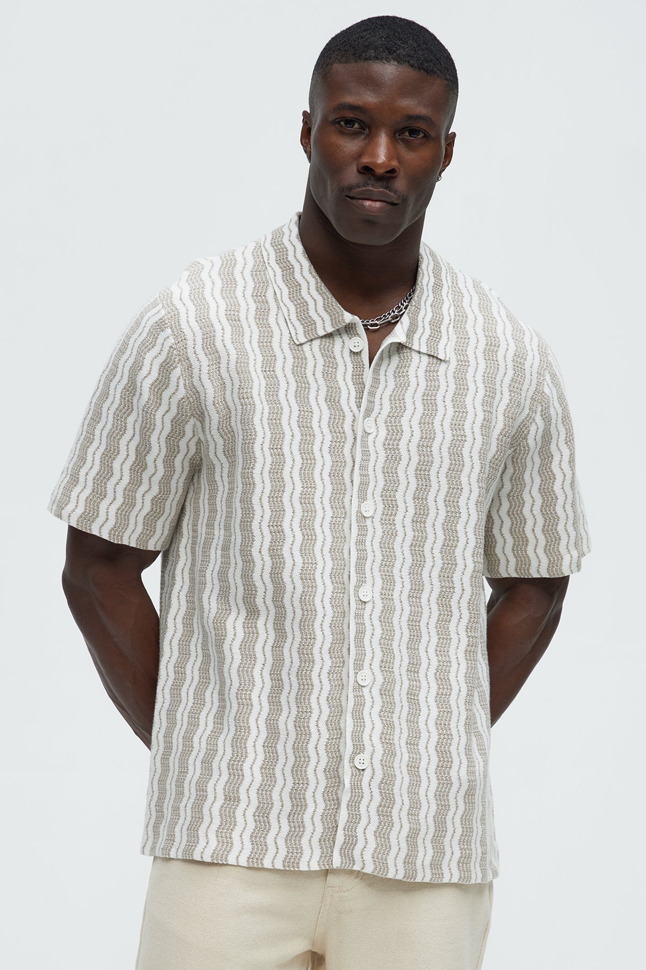Wavy Stripe Knitted Shirt
