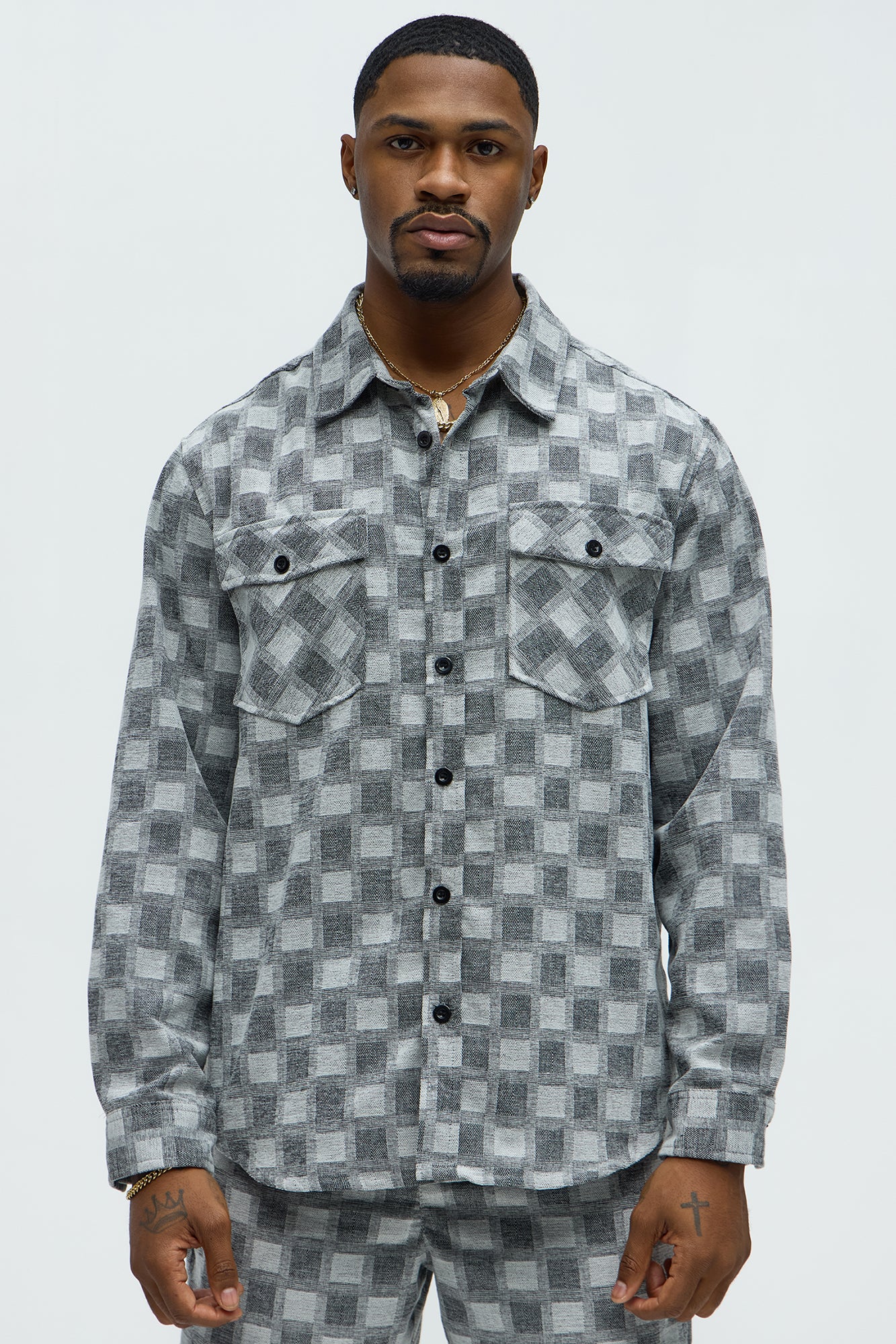 Jacquard Checker Relaxed Shirt