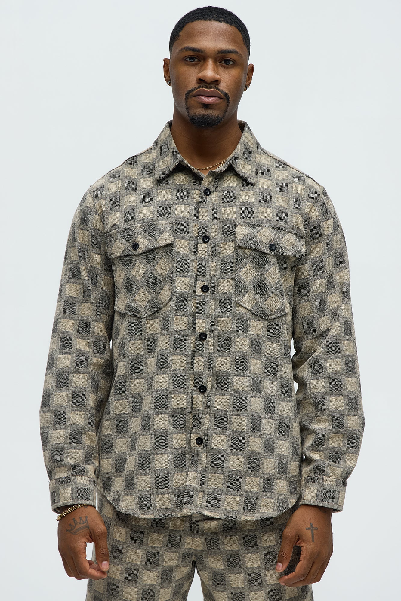 Jacquard Checker Relaxed Shirt