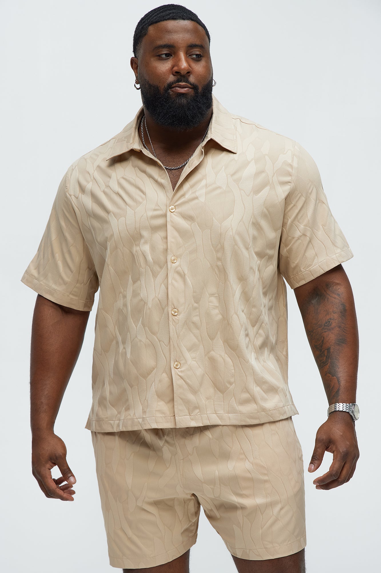 Paving Stone Jacquard Closed Collar Shirt