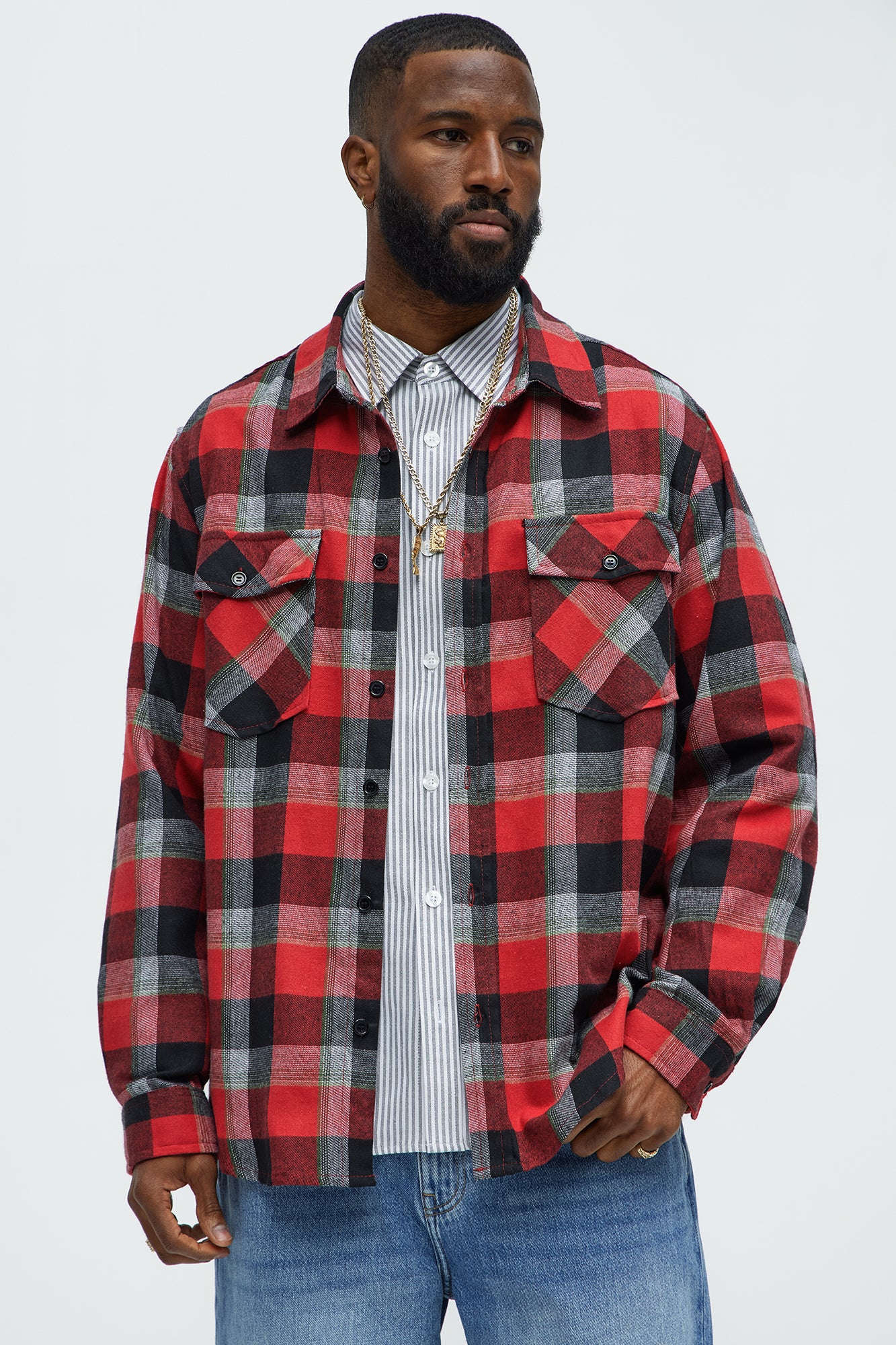 Charles Acid Wash Relaxed Flannel Shirt