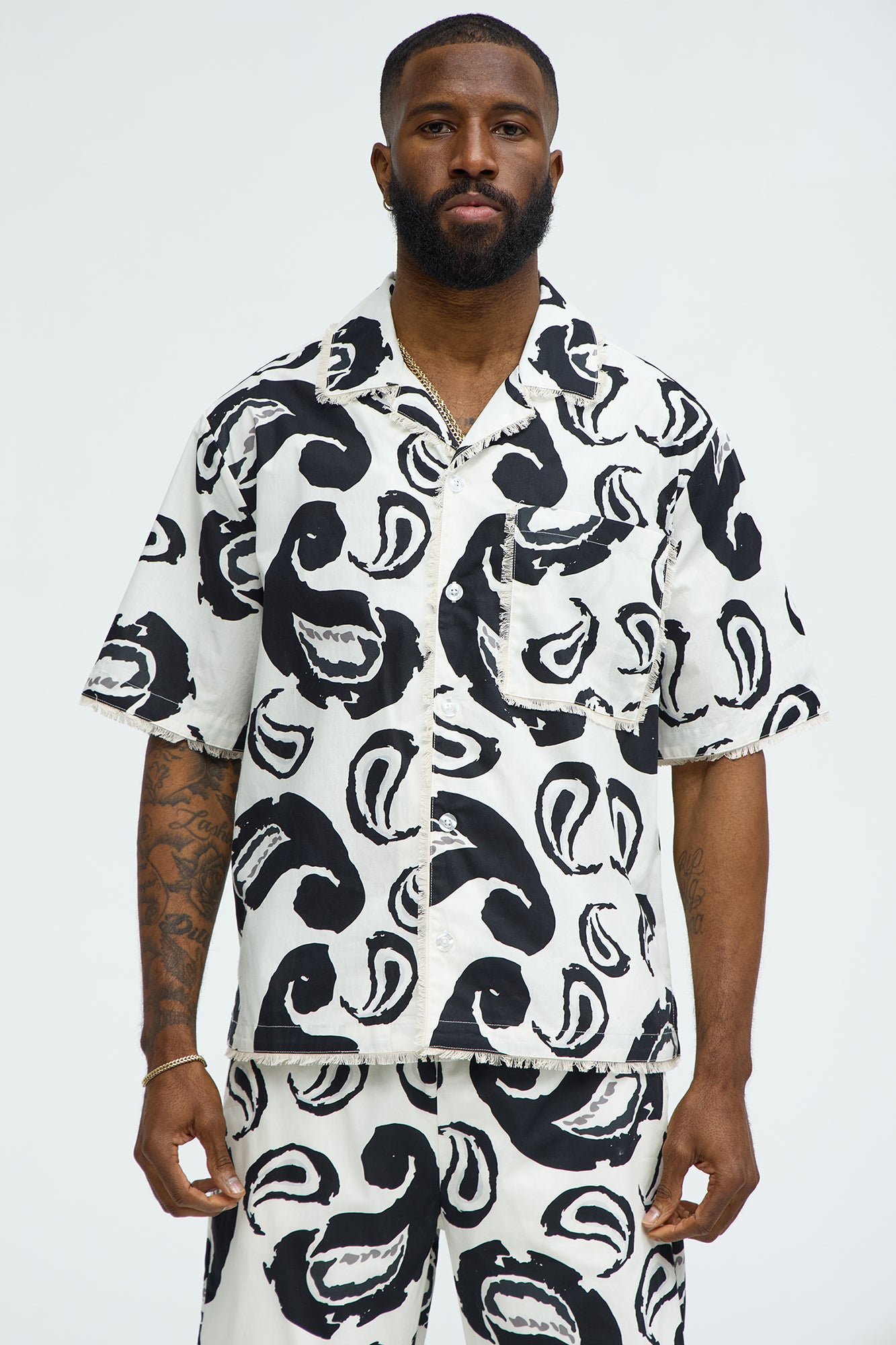 Paisley Print Frayed Shirt