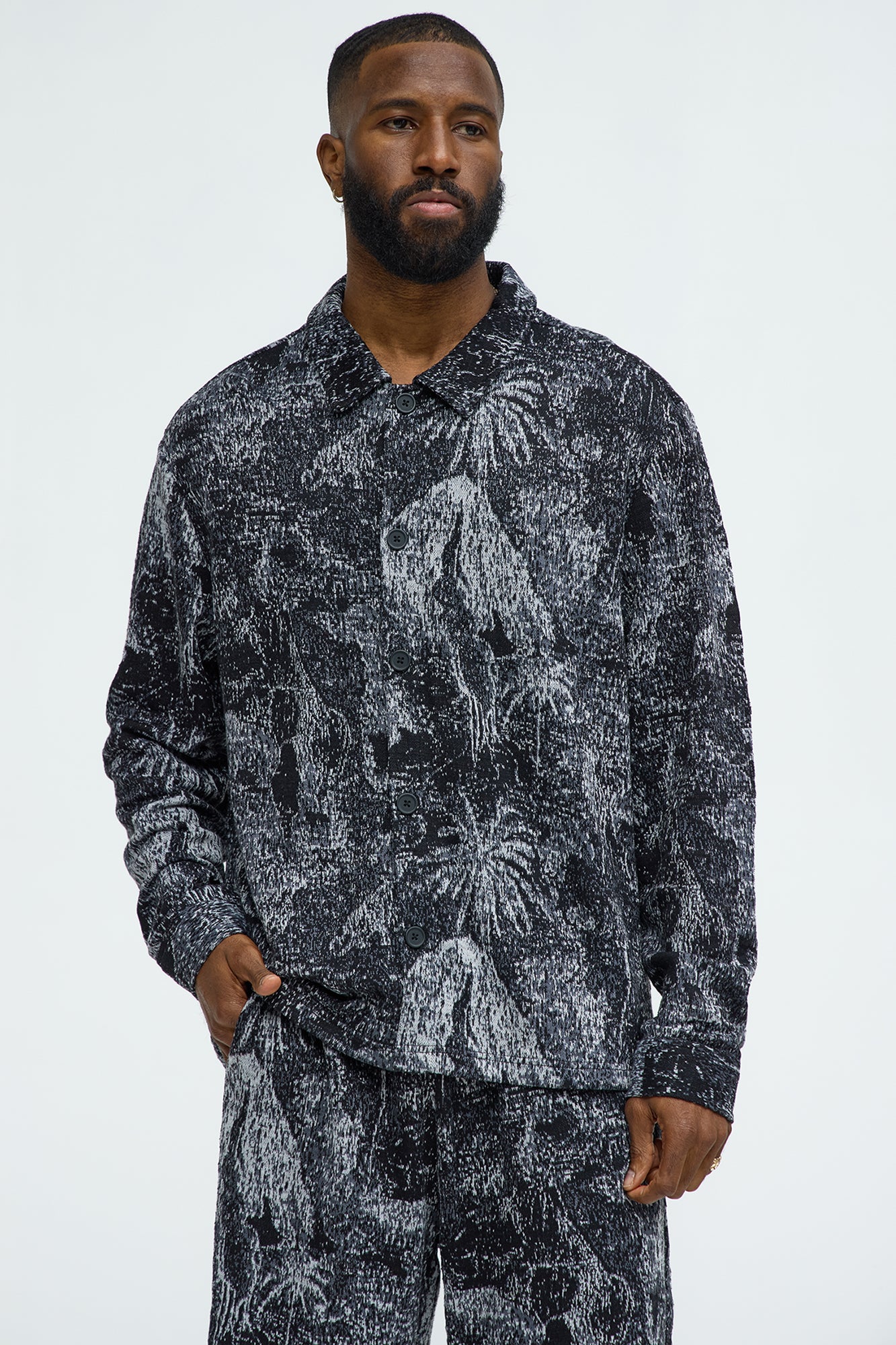 Grainy Tropics Knitted Button Down Shirt