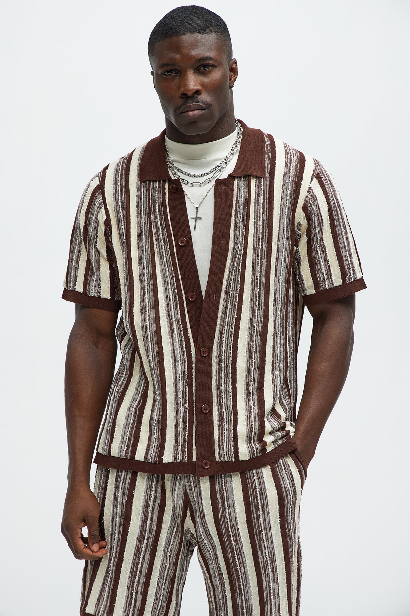 Textured Stripes Knitted Shirt
