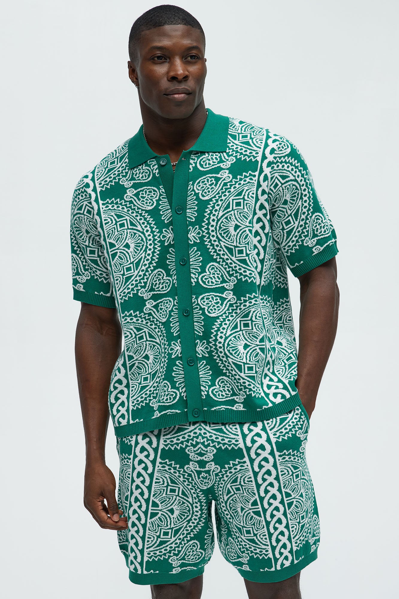 Ornate Jacquard Knitted Shirt
