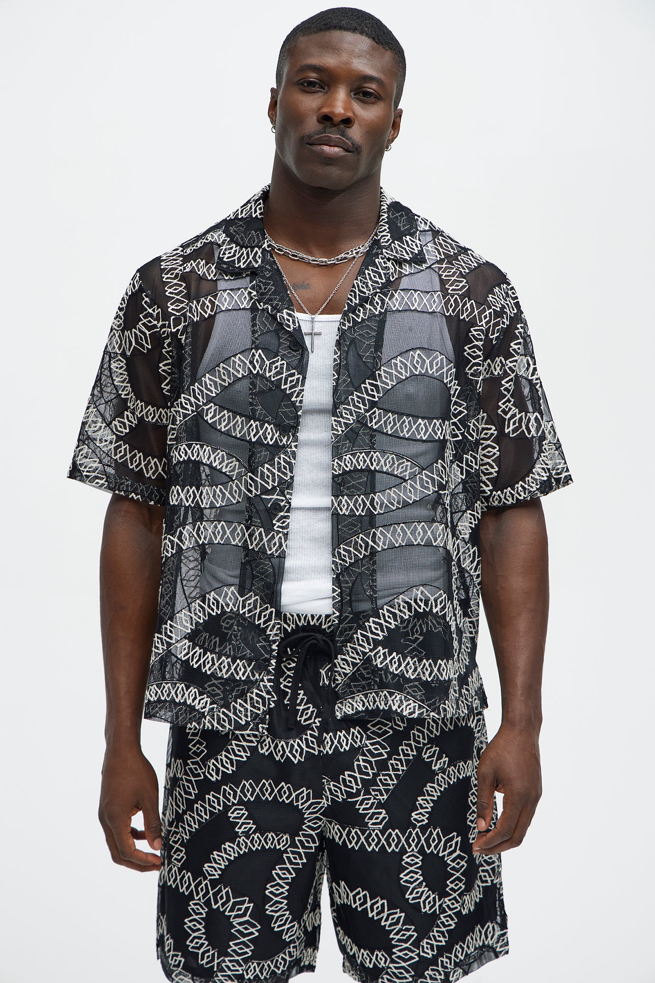 Embroidered Netting Shirt