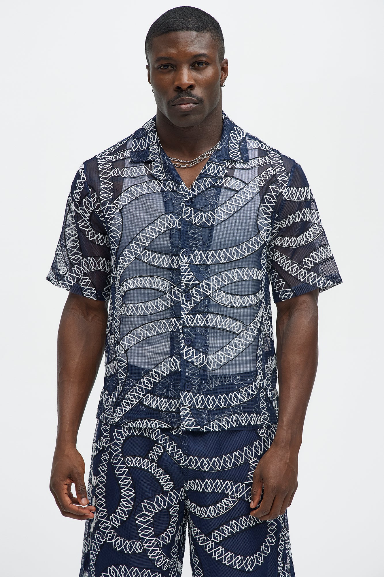 Embroidered Netting Shirt