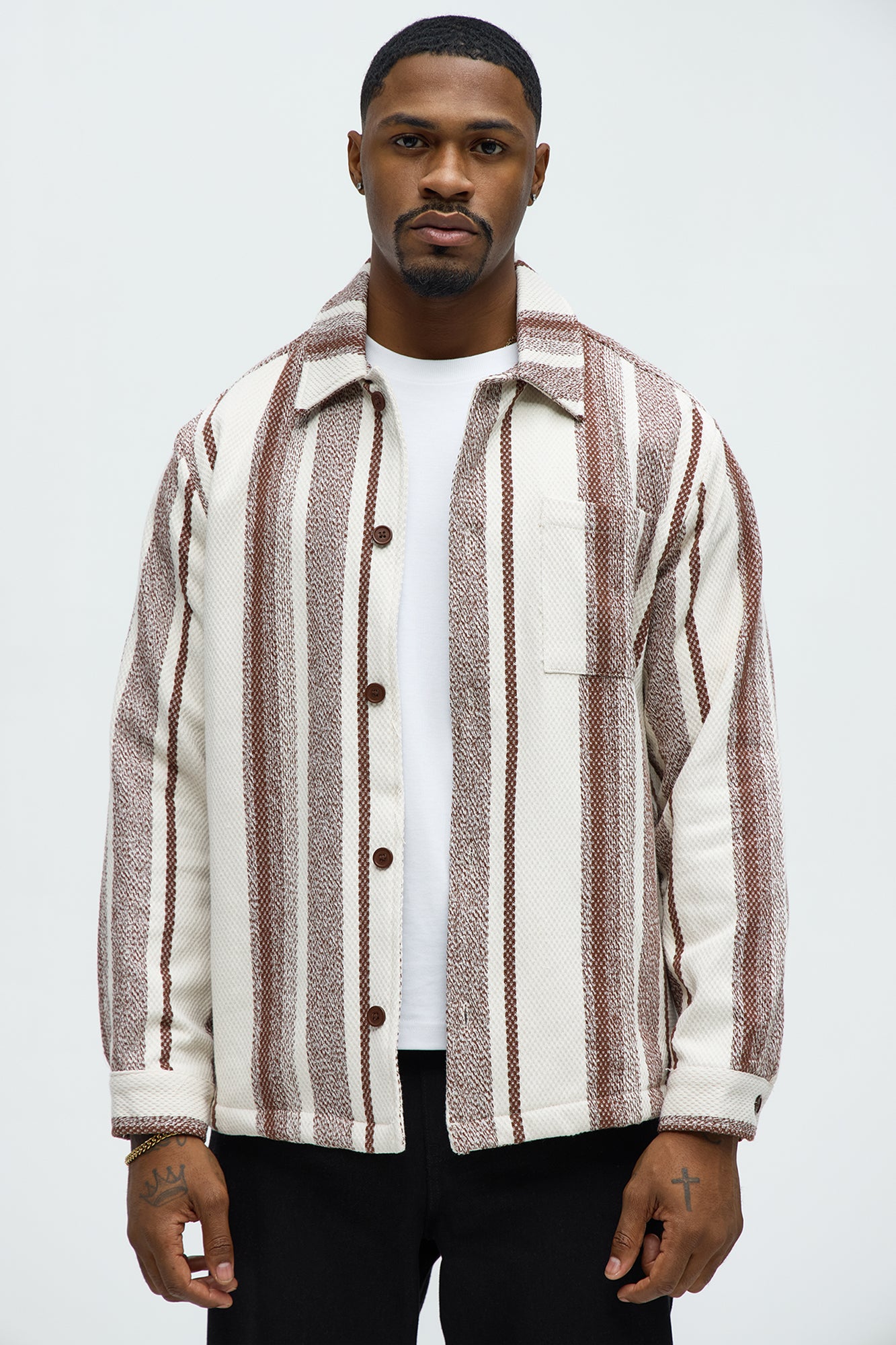Chunky Weave Striped Oversized Shirt