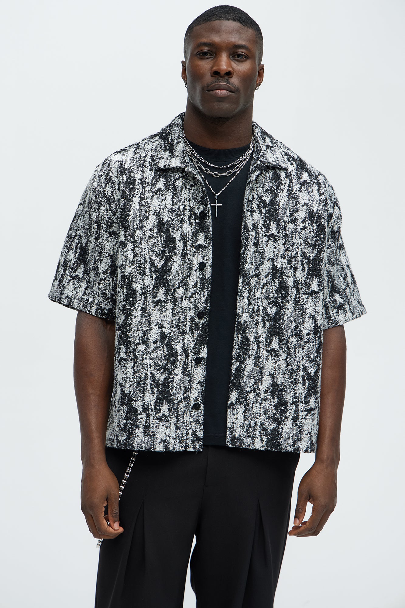 Grunge Jacquard Button Up Shirt