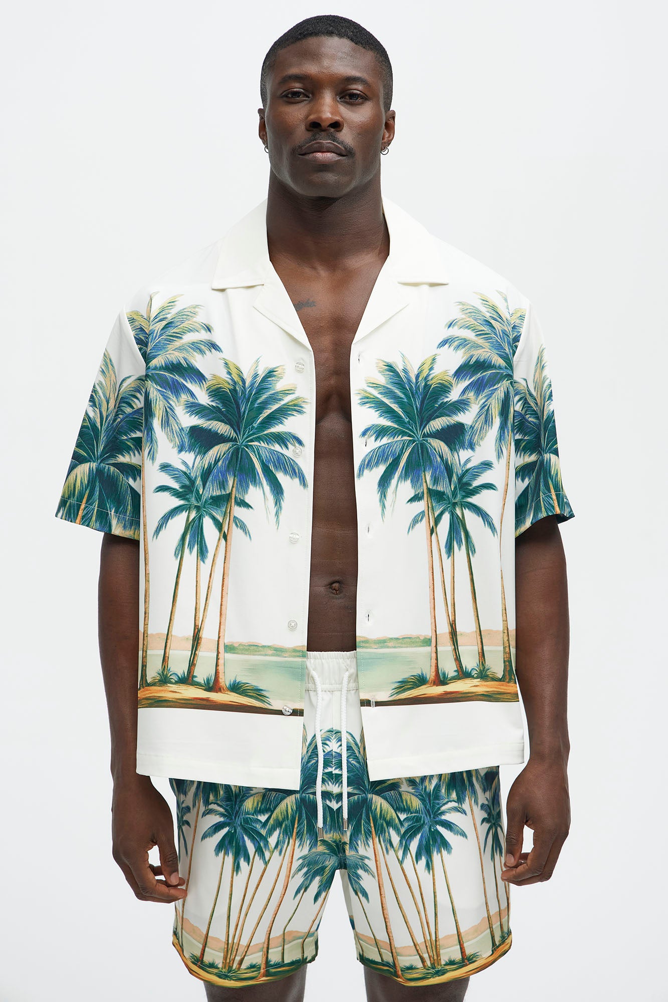 Moulay Palm Printed Cuban Shirt