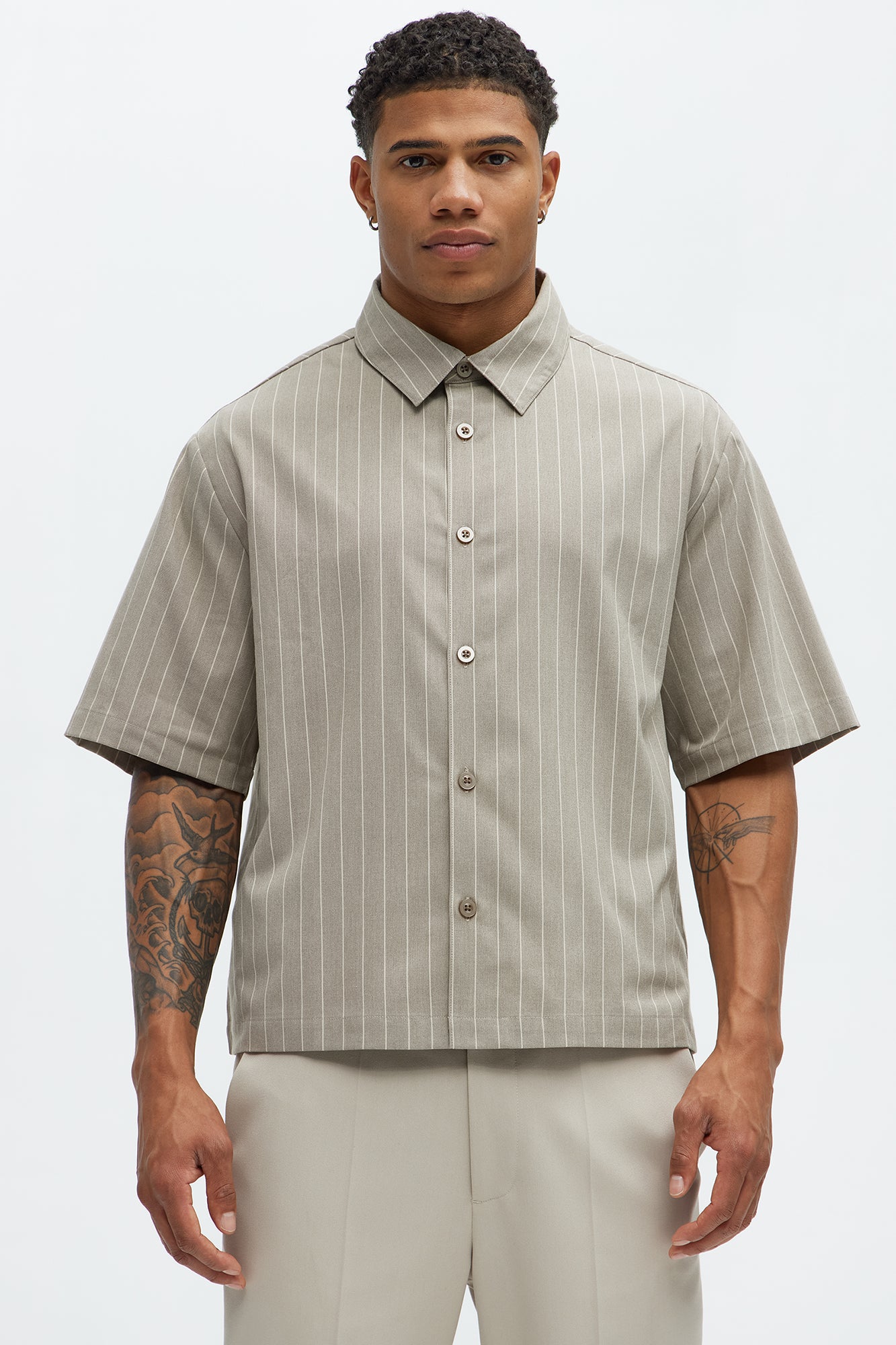 Cropped Elmer Striped Button Up Shirt