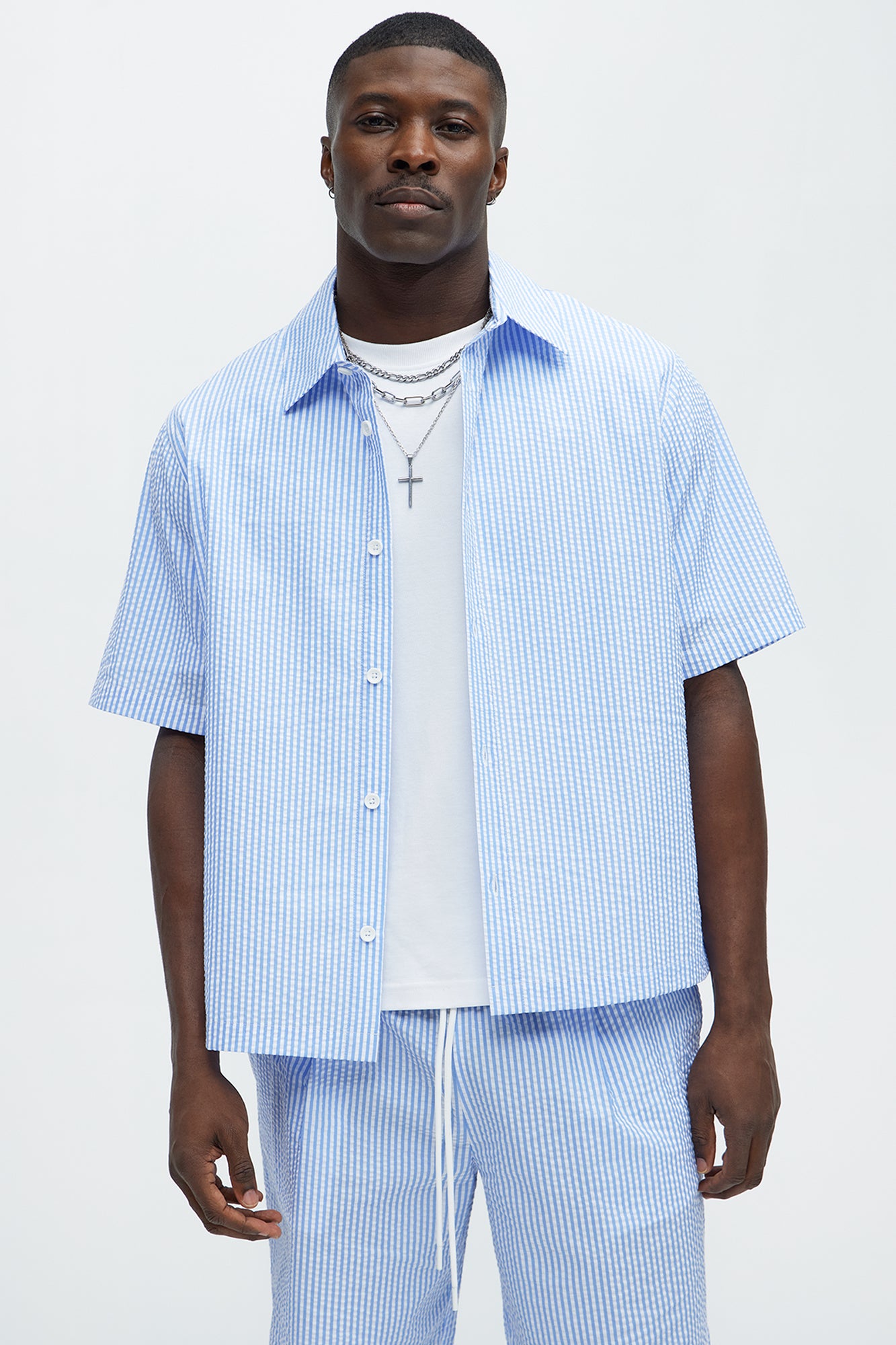 Seersucker Short Sleeve Button Up Shirt