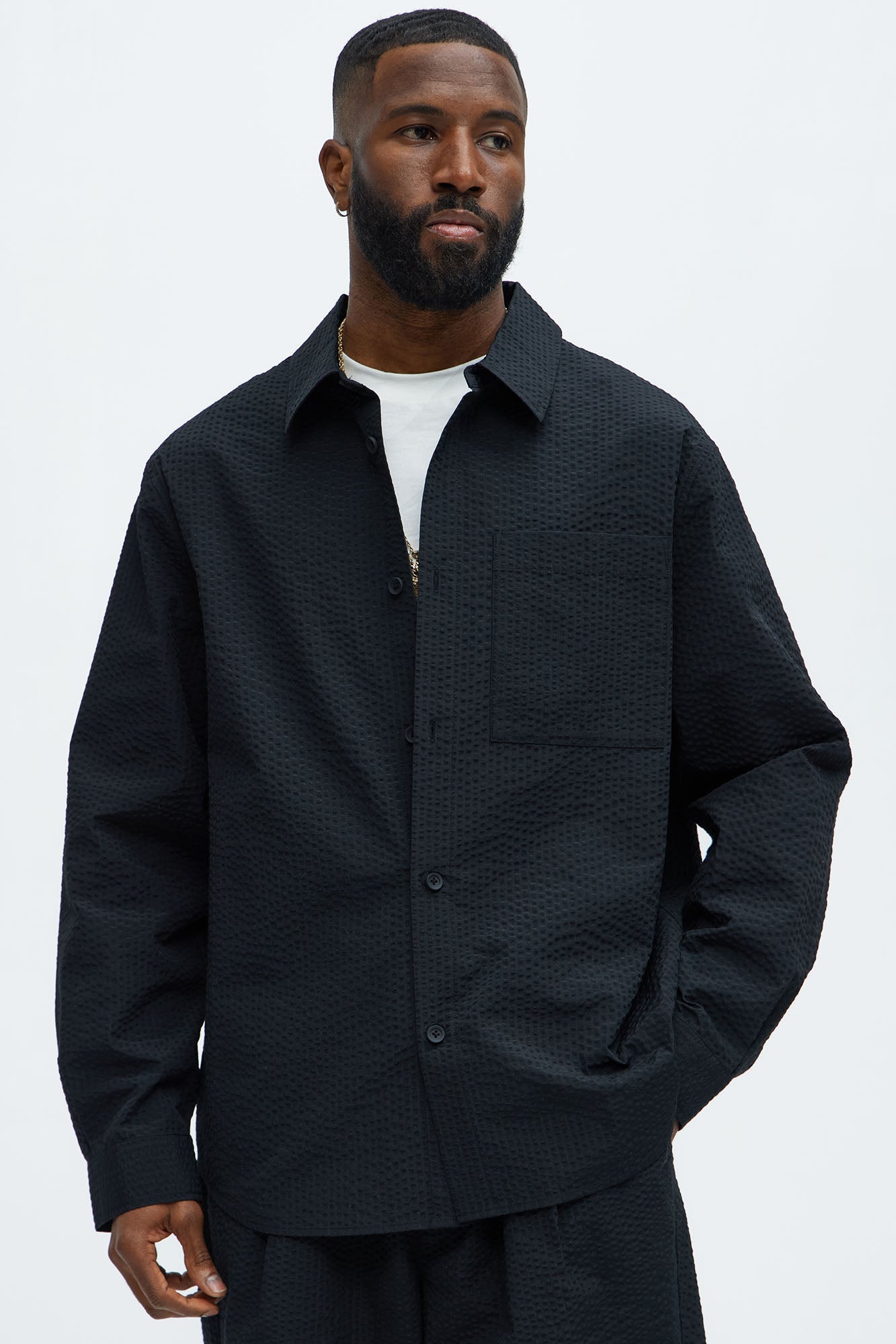 Seersucker Long Sleeve Button Up Shirt