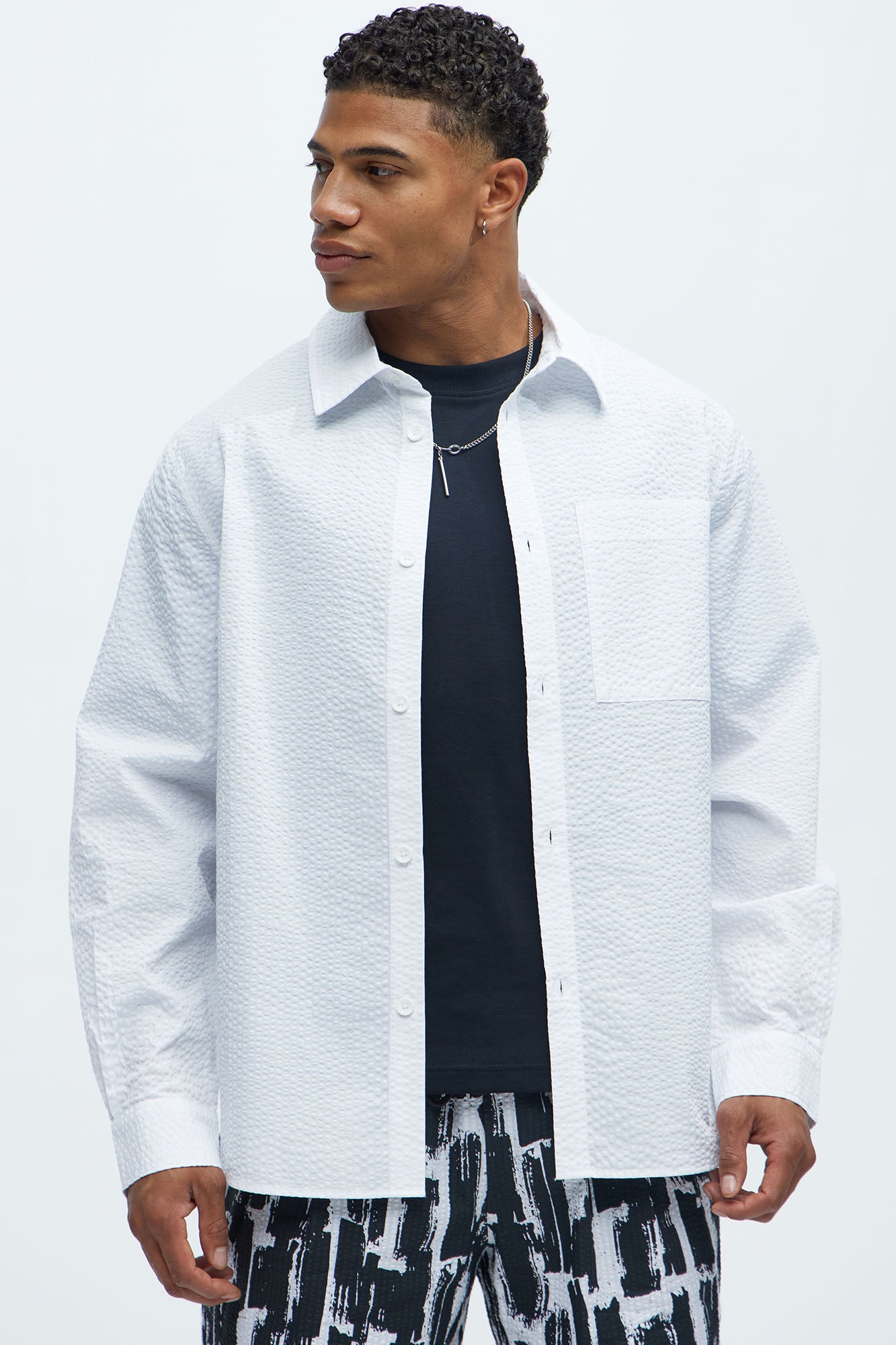 Seersucker Long Sleeve Button Up Shirt