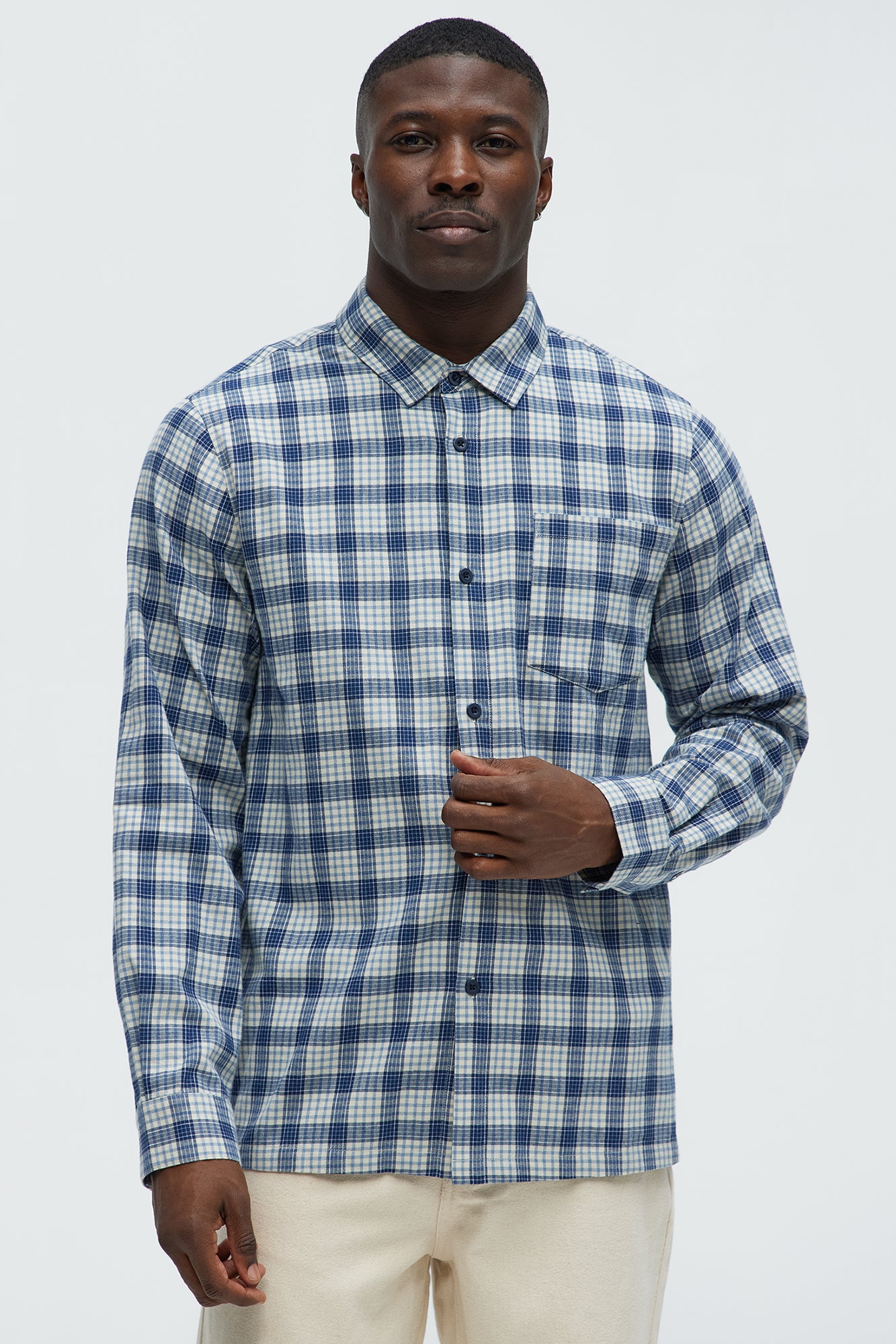 E-Z Plaid Long Sleeve Button Up