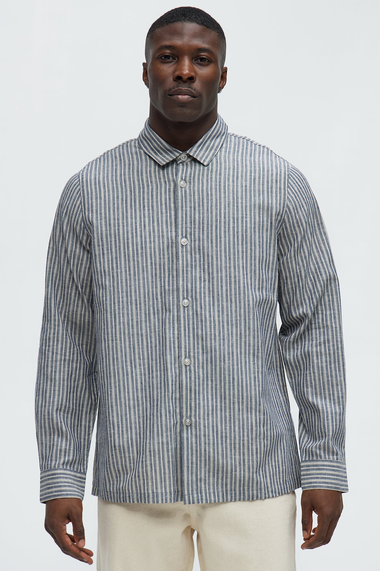 Corey Striped Linen Button Up